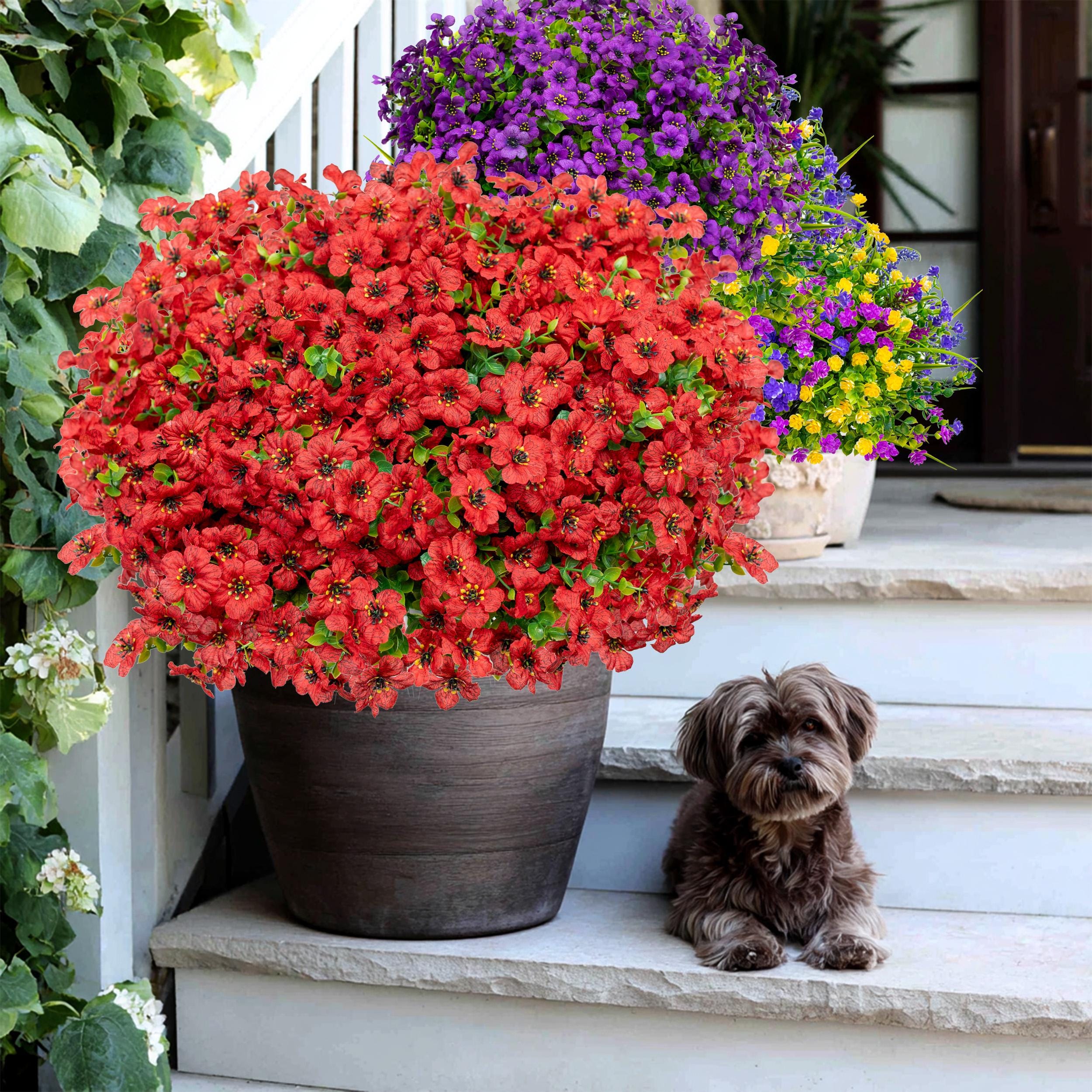 UV Resistant Red Artificial Flowers – Outdoor Home Decor