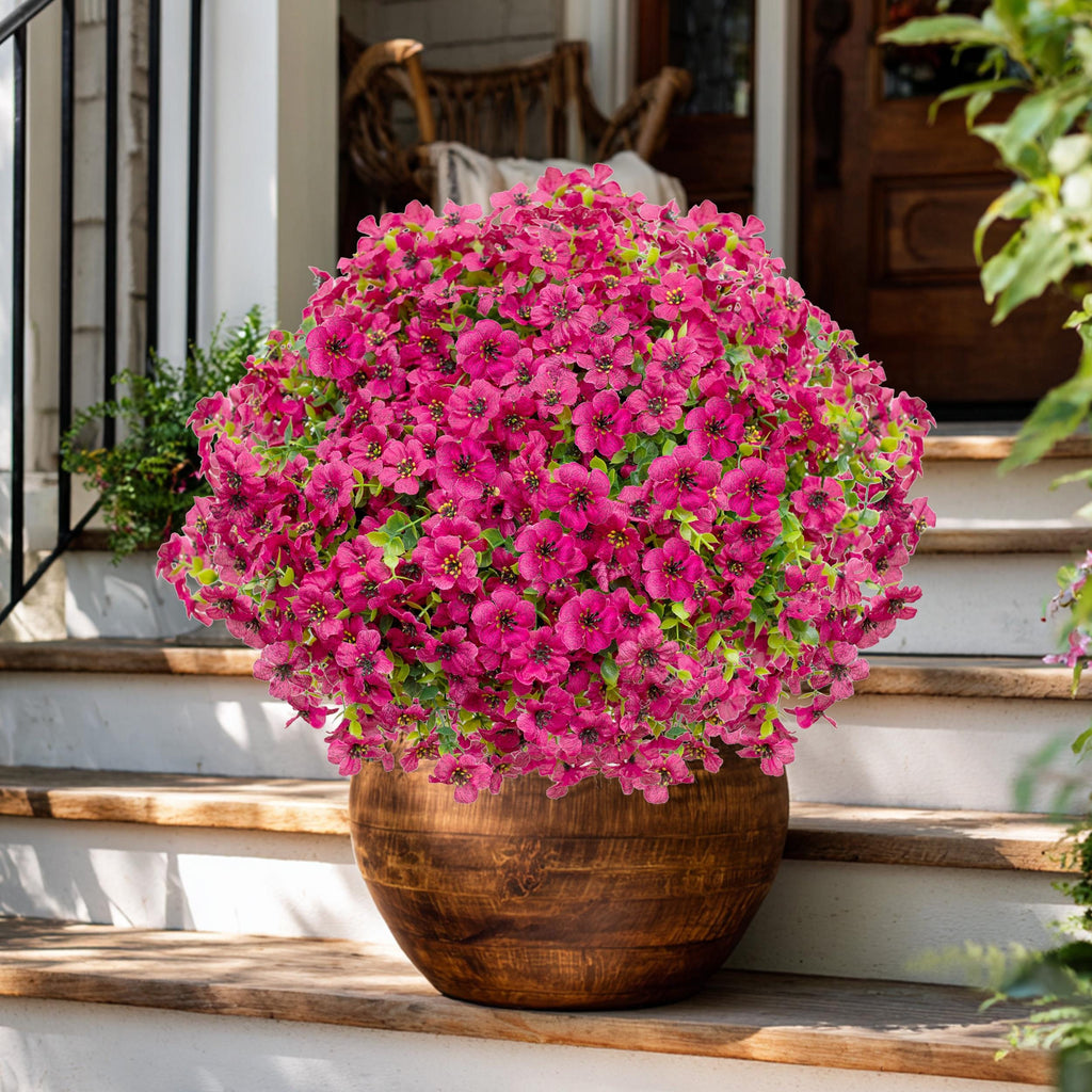 UV Resistant Red Pink Artificial Flowers: Outdoor Home Decor