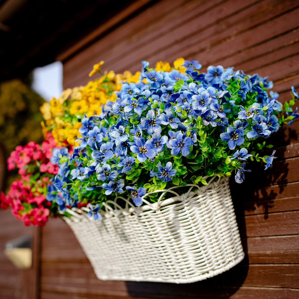 UV Resistant Blue Artificial Flowers: Outdoor Faux Shrubs
