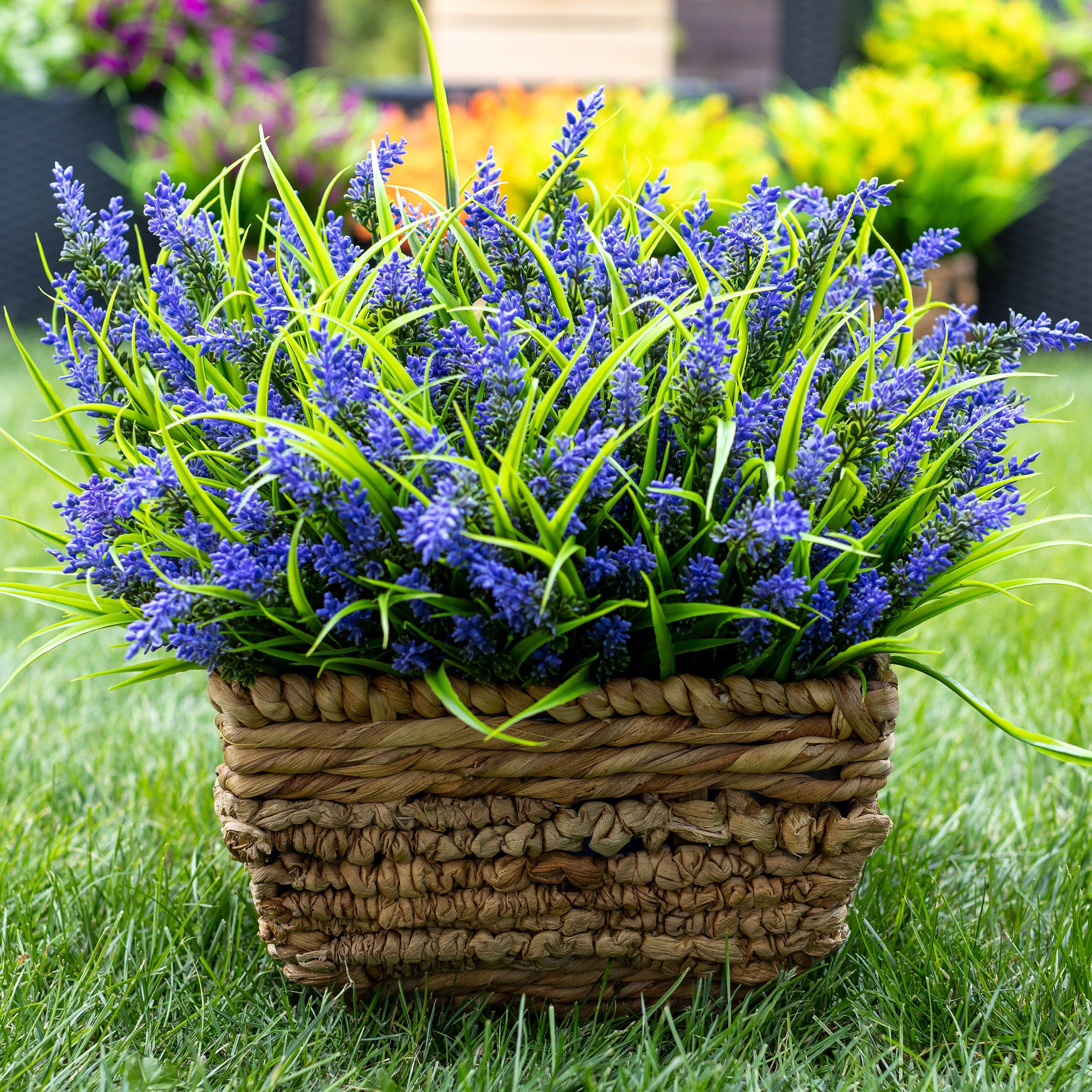 UV Resistant Artificial Lavender: Outdoor Purple Faux Shrubs