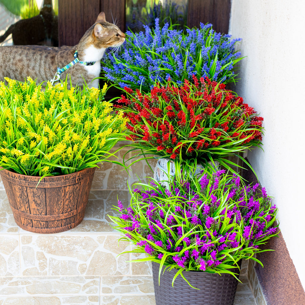 UV Resistant Artificial Lavender: Outdoor Purple Faux Shrubs