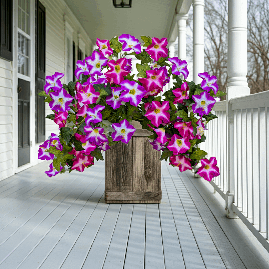 Faux Petunias Fuchsia Lotus: UV Resistant Outdoor Silk Flowers
