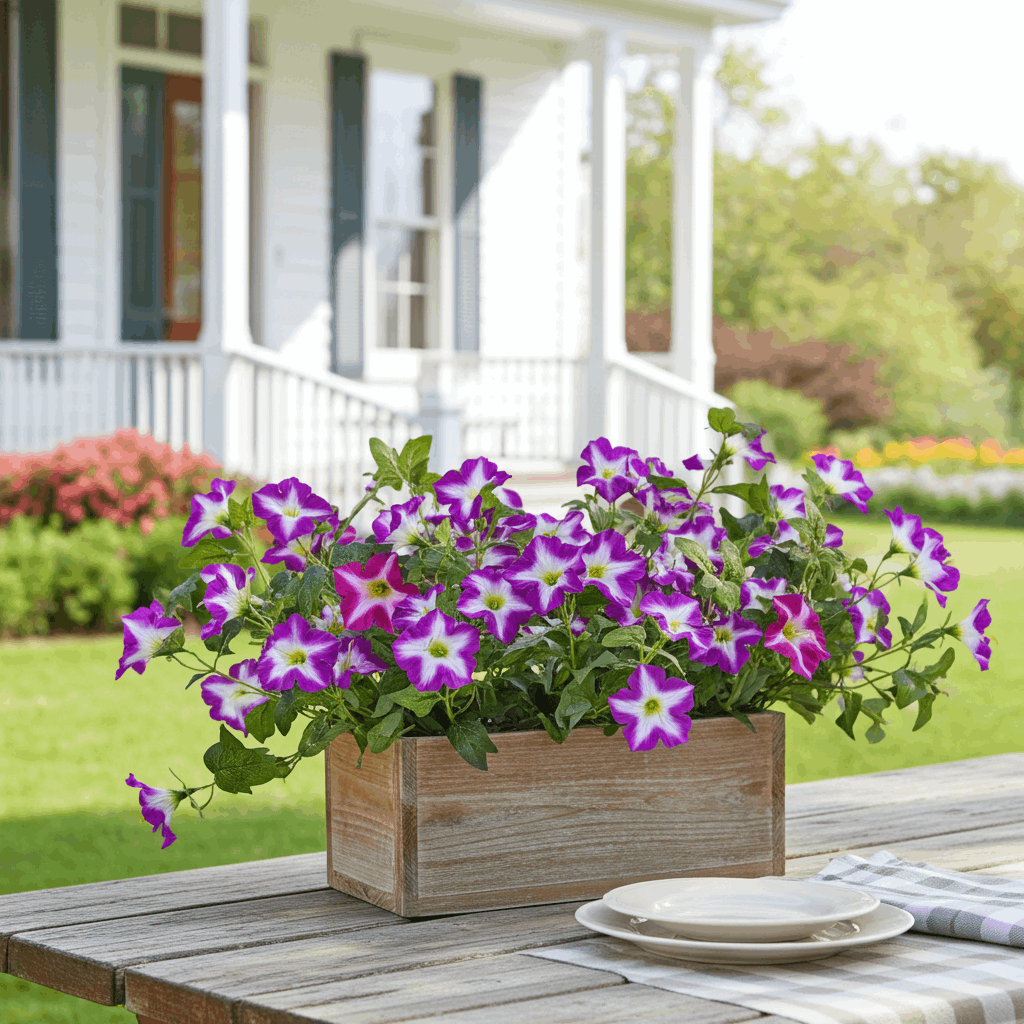 Faux Petunias Fuchsia Lotus: UV Resistant Outdoor Silk Flowers