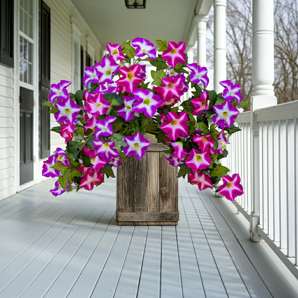 Faux Petunias Fuchsia Lotus: UV Resistant Outdoor Silk Flowers