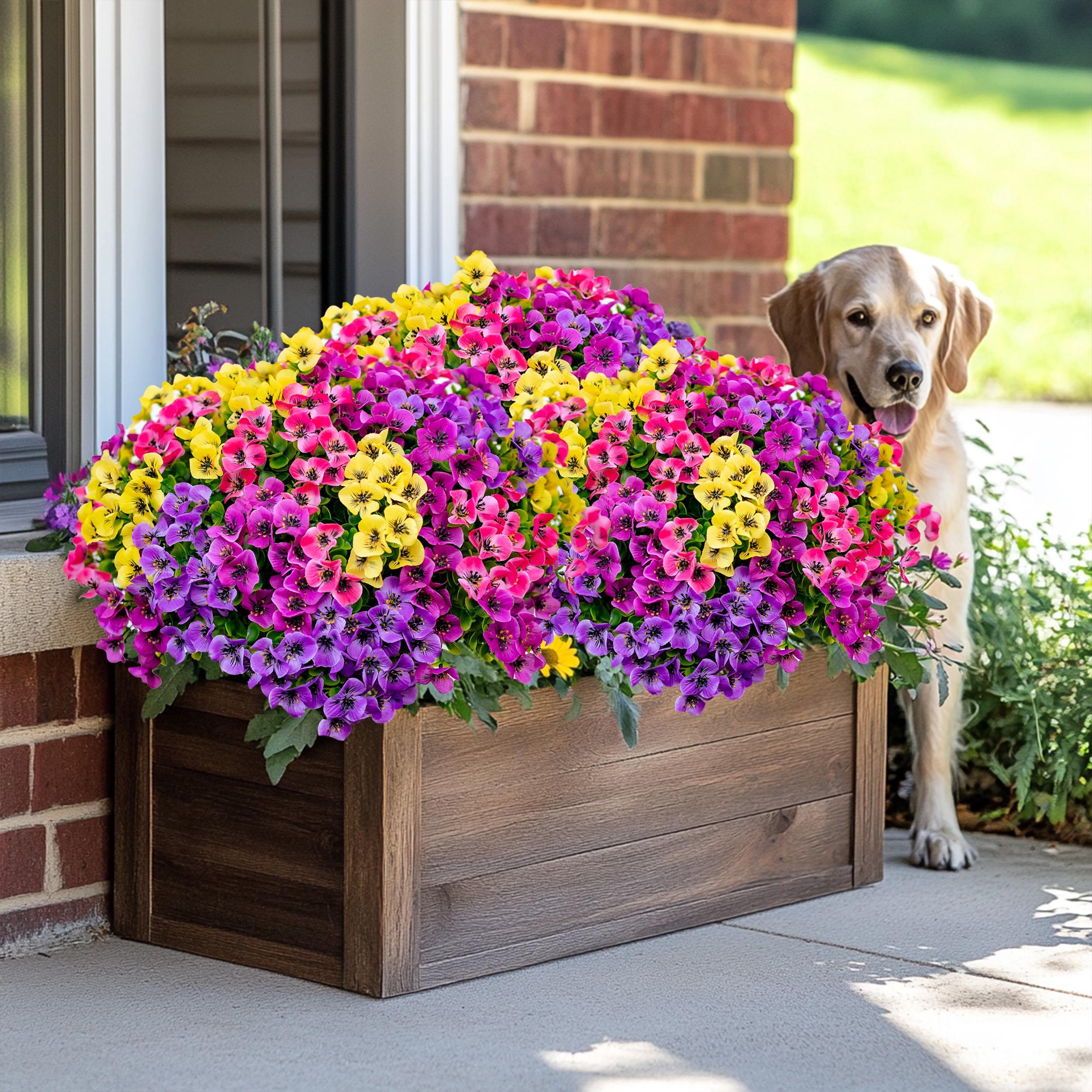 Artificial Pansies Flowers: UV Resistant Outdoor Home Decor