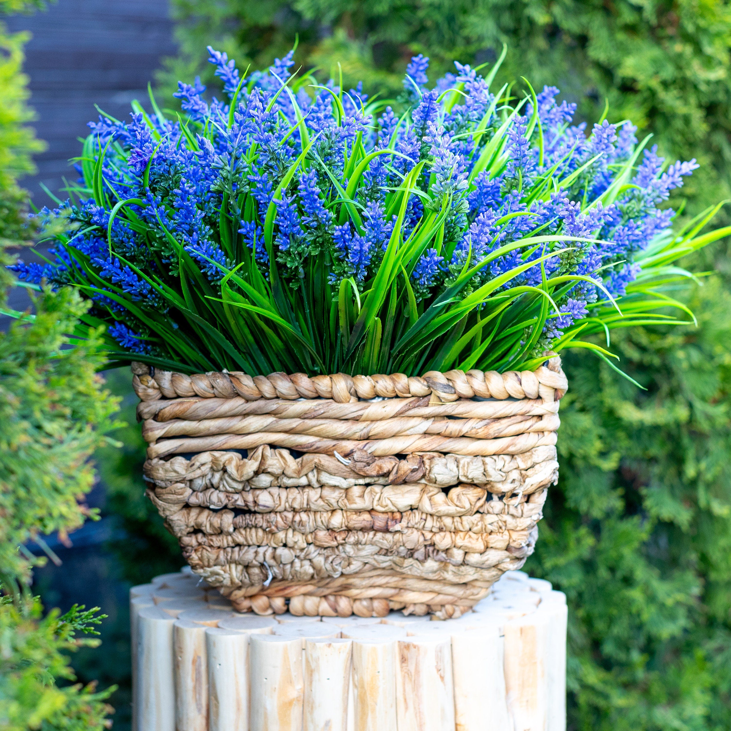 UV Resistant Artificial Lavender: Outdoor Purple Faux Shrubs