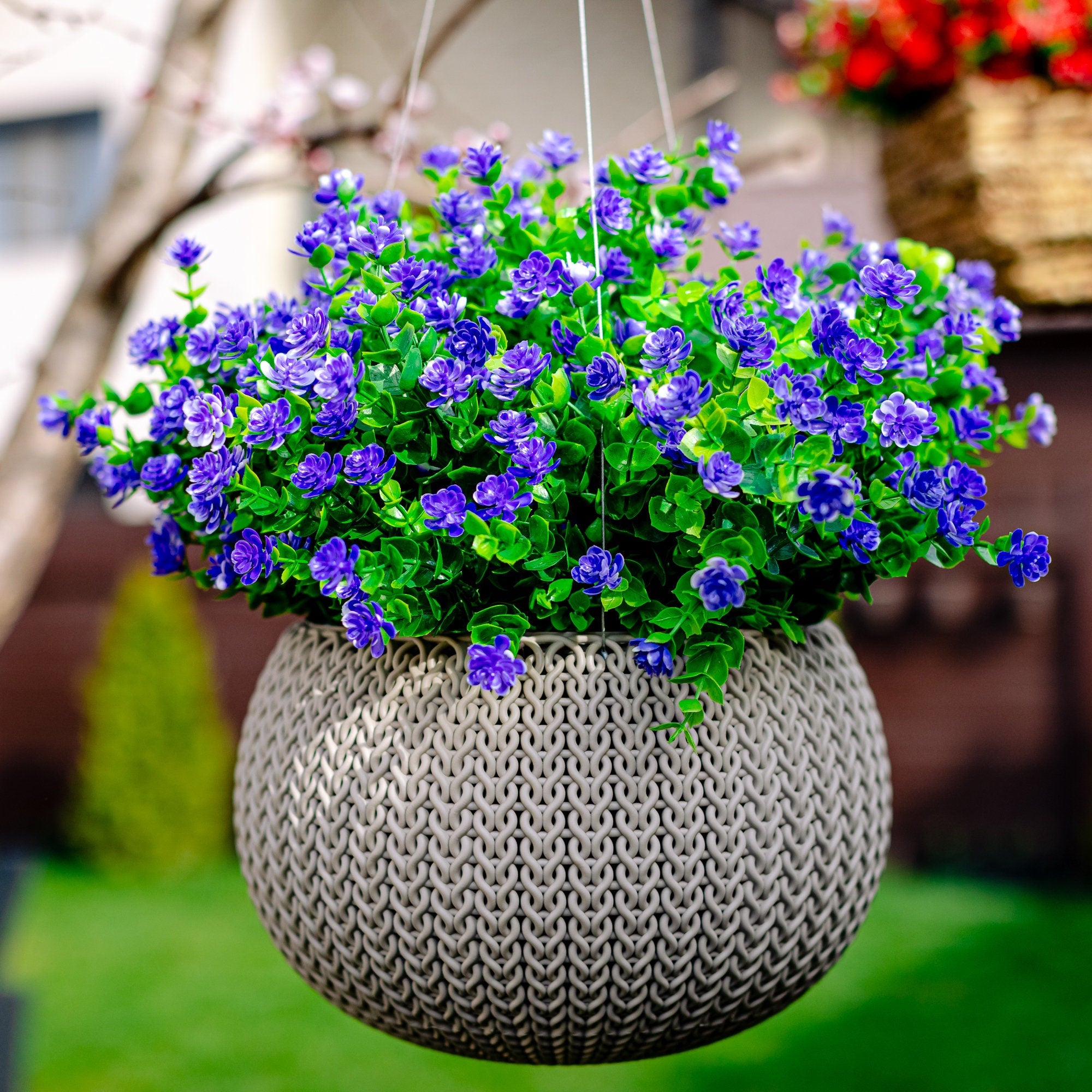 UV Resistant Purple Artificial Flowers: Outdoor Faux Greenery