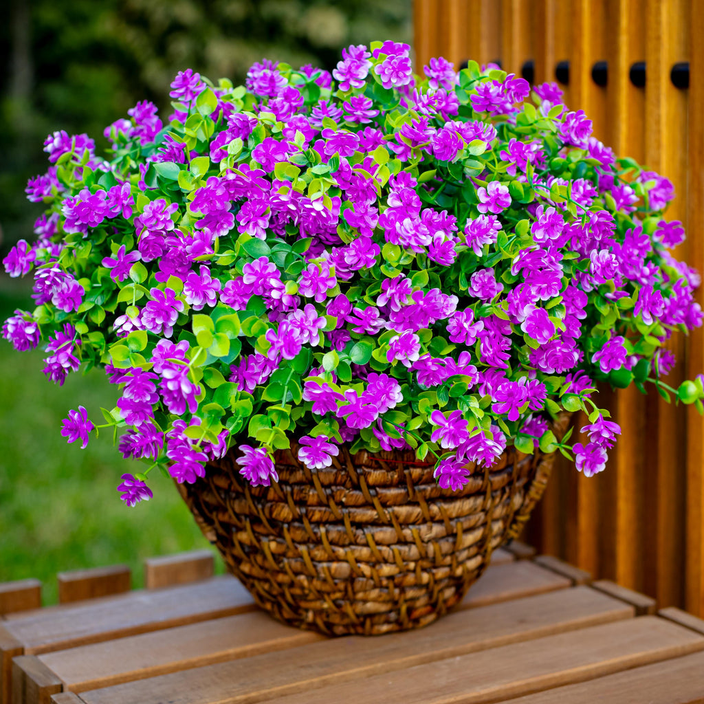 UV Resistant Magenta Artificial Flowers: Outdoor Greenery Shrubs