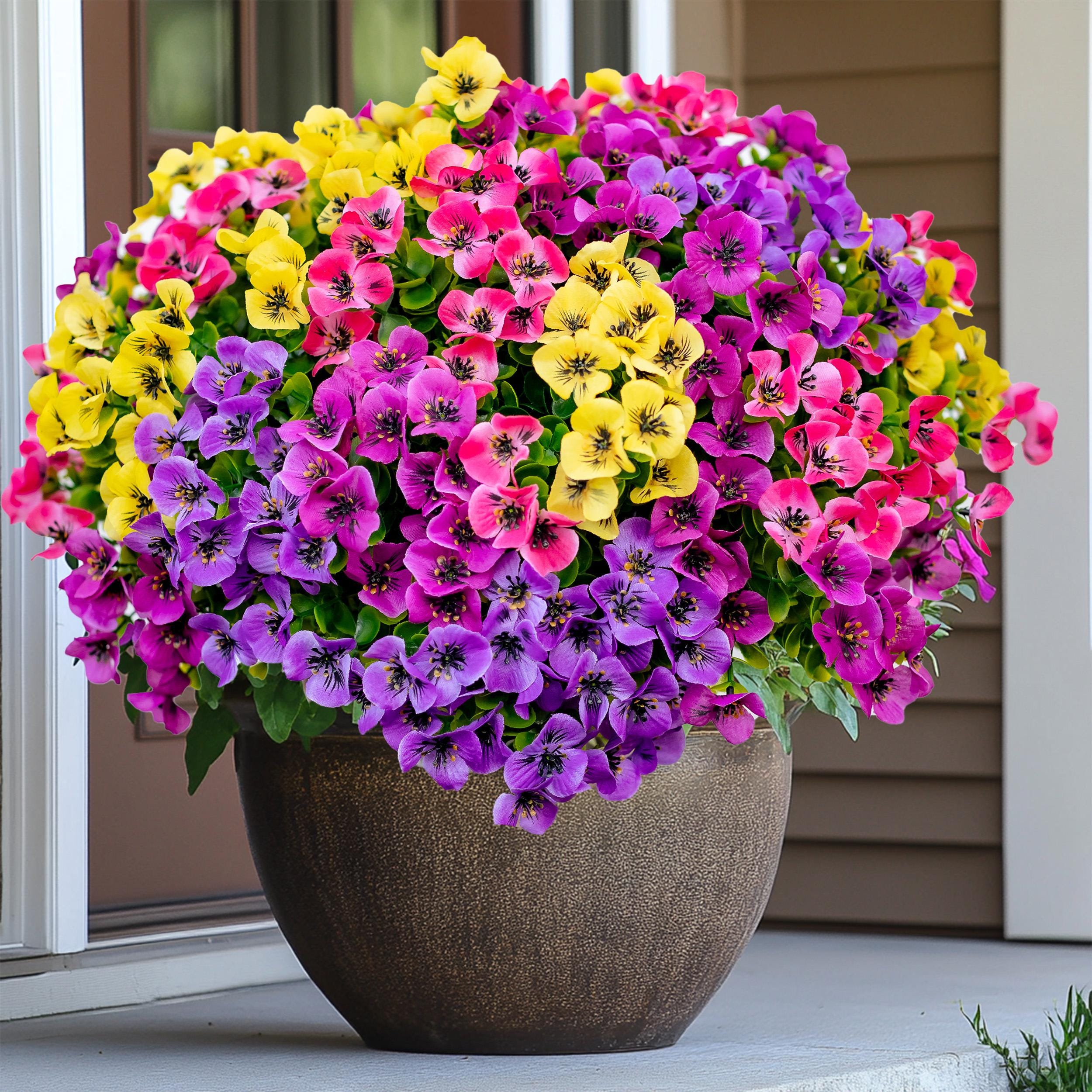 Artificial Pansies Flowers: UV Resistant Outdoor Home Decor