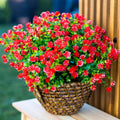 UV Resistant Red Artificial Flowers: Outdoor Faux Shrubs, No Fade - 24 Bundles
