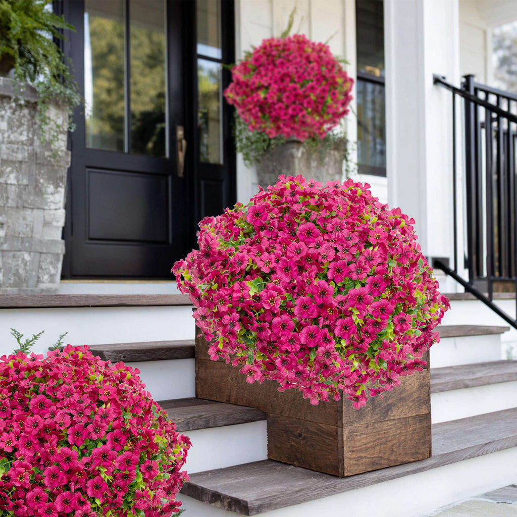 UV Resistant Red Pink Artificial Flowers: Outdoor Home Decor