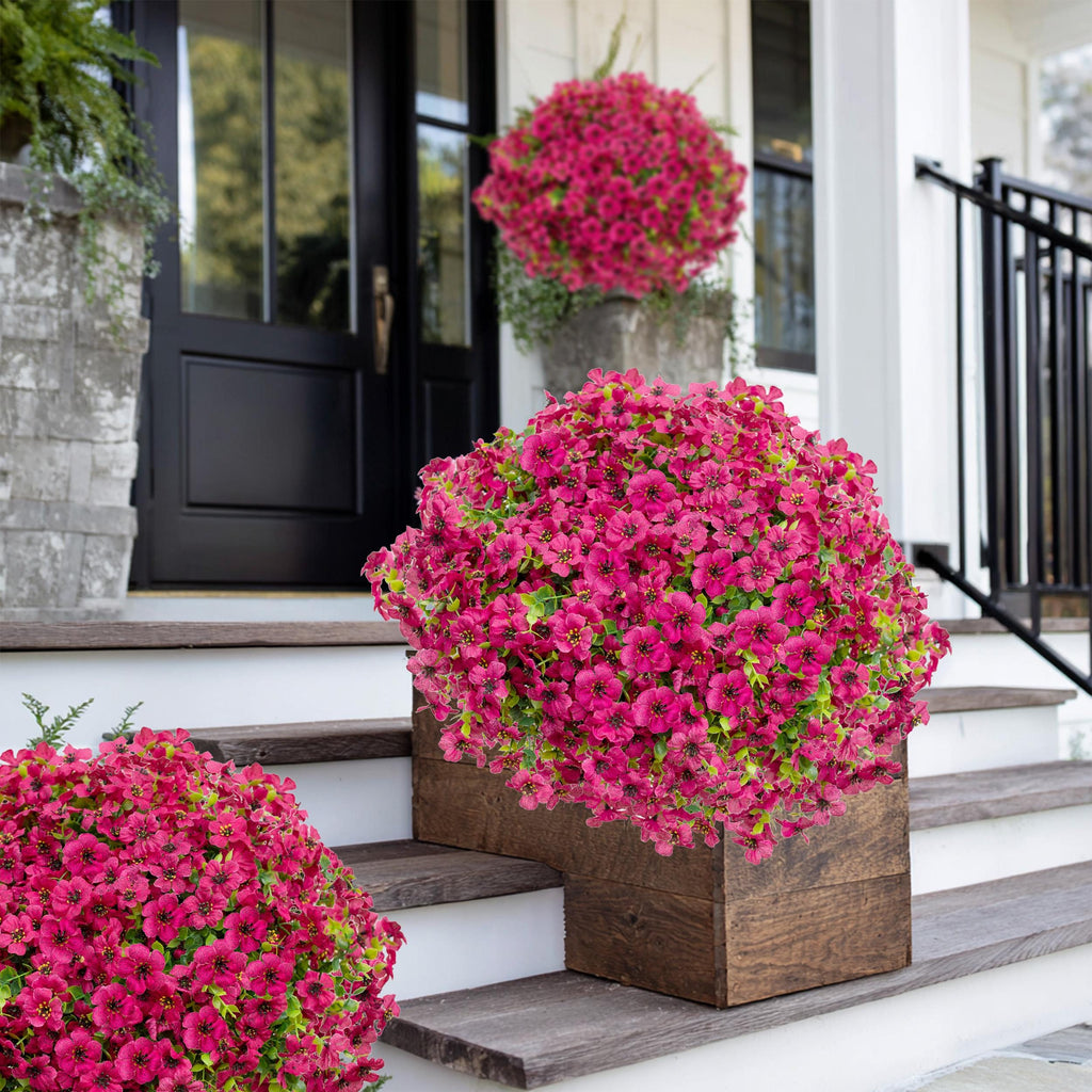 UV Resistant Red Pink Artificial Flowers: Outdoor Home Decor