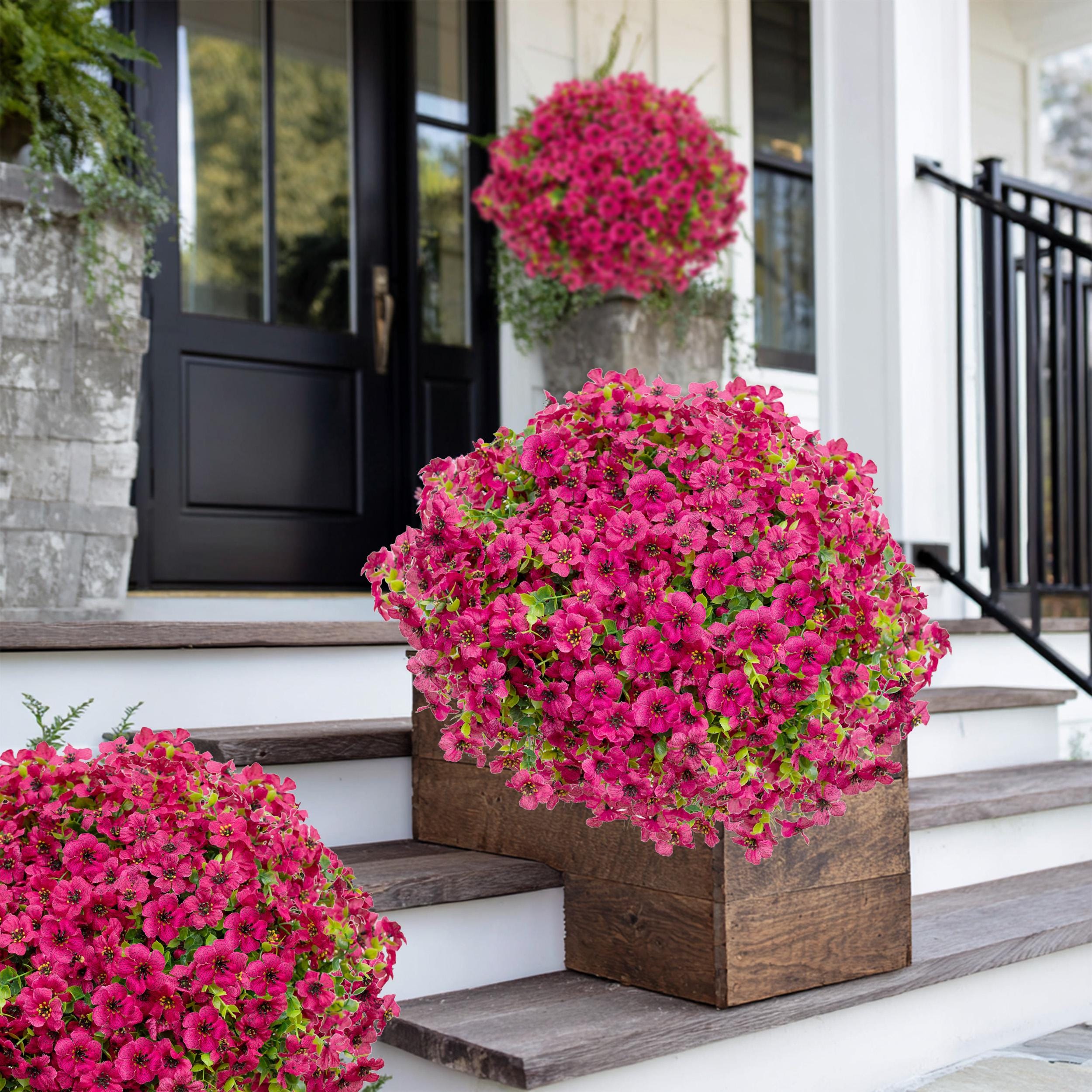 UV Resistant Red Pink Artificial Flowers: Outdoor Home Decor