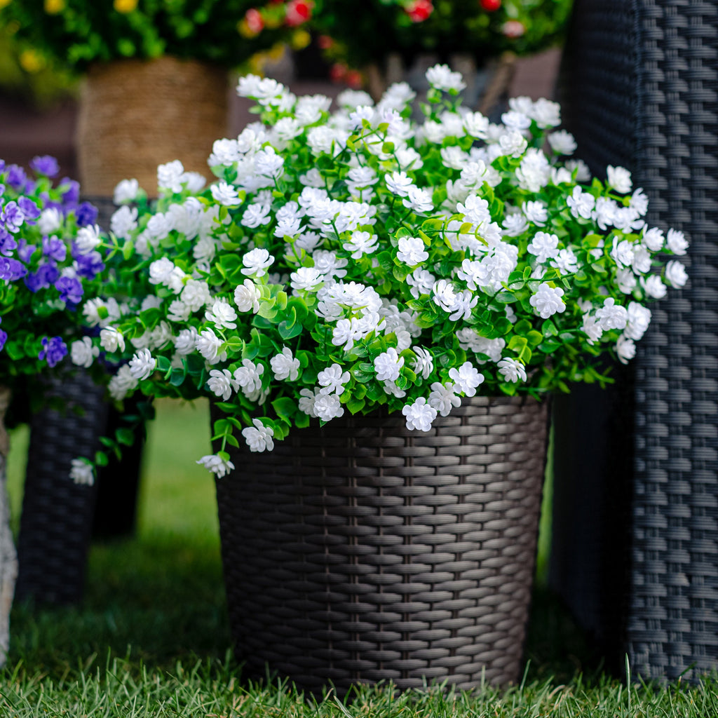 UV Resistant Artificial Flowers: 12 Bundles White Faux Outdoor Flowers