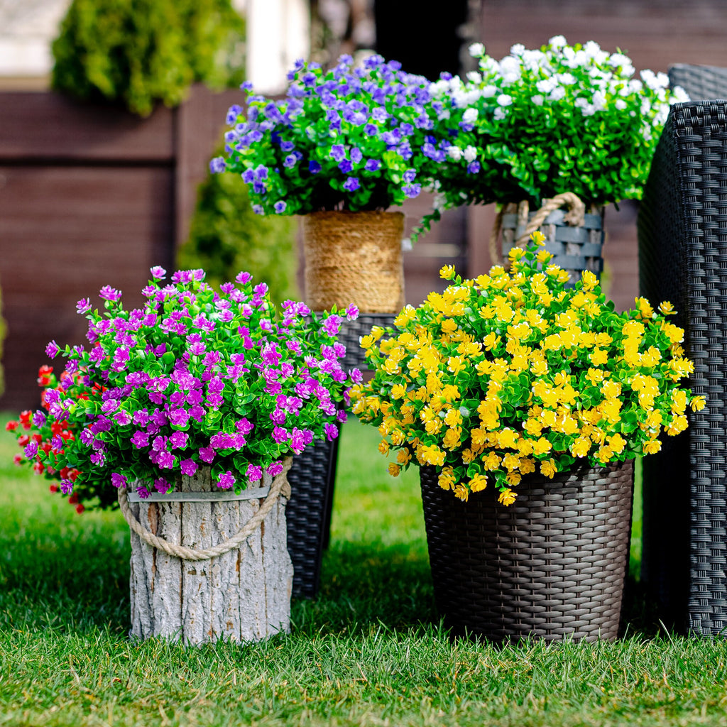 UV Resistant Magenta Artificial Flowers: Outdoor Greenery Shrubs
