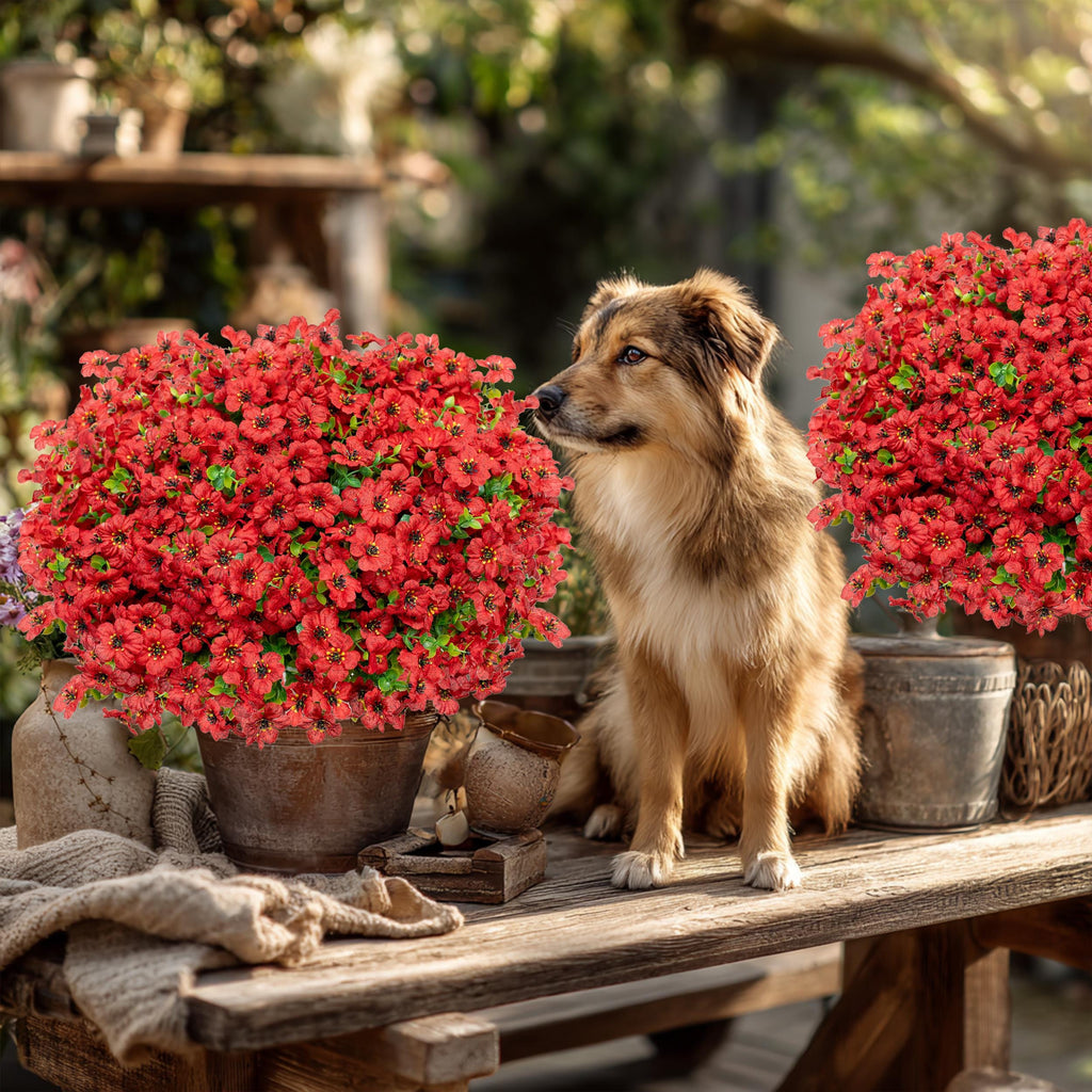 UV Resistant Red Artificial Flowers – Outdoor Home Decor
