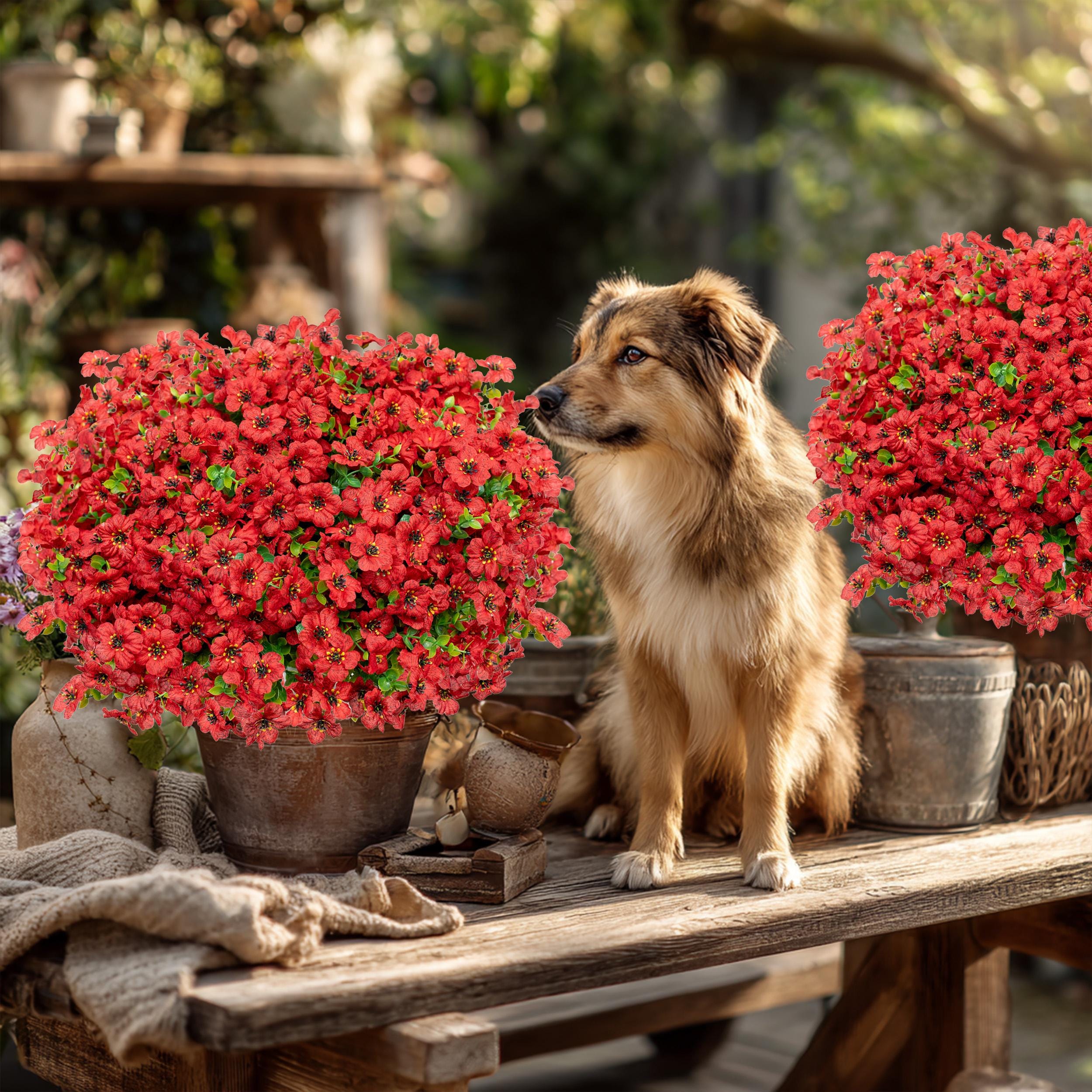 UV Resistant Red Artificial Flowers – Outdoor Home Decor