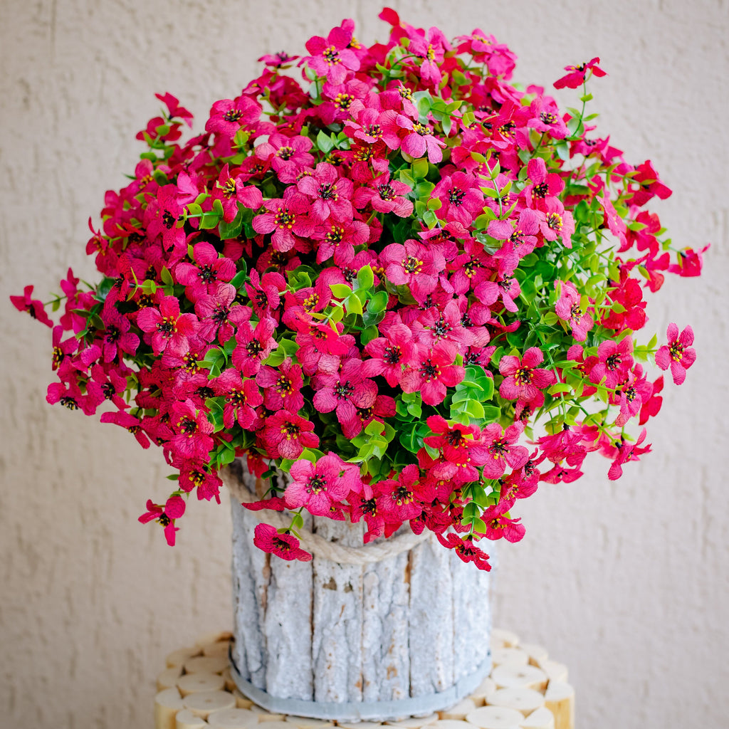 UV Resistant Red Pink Artificial Flowers: Outdoor Home Decor