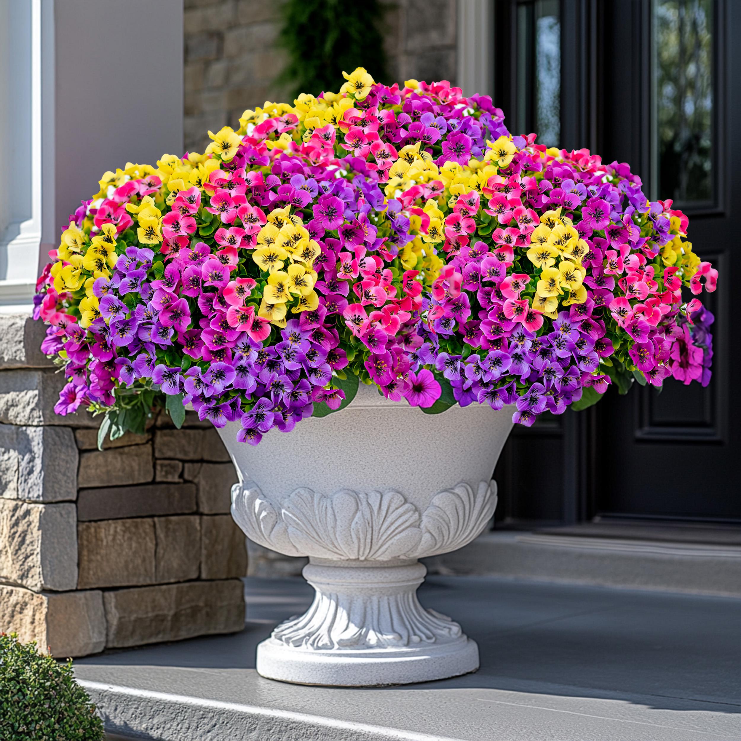 Artificial Pansies Flowers: UV Resistant Outdoor Home Decor