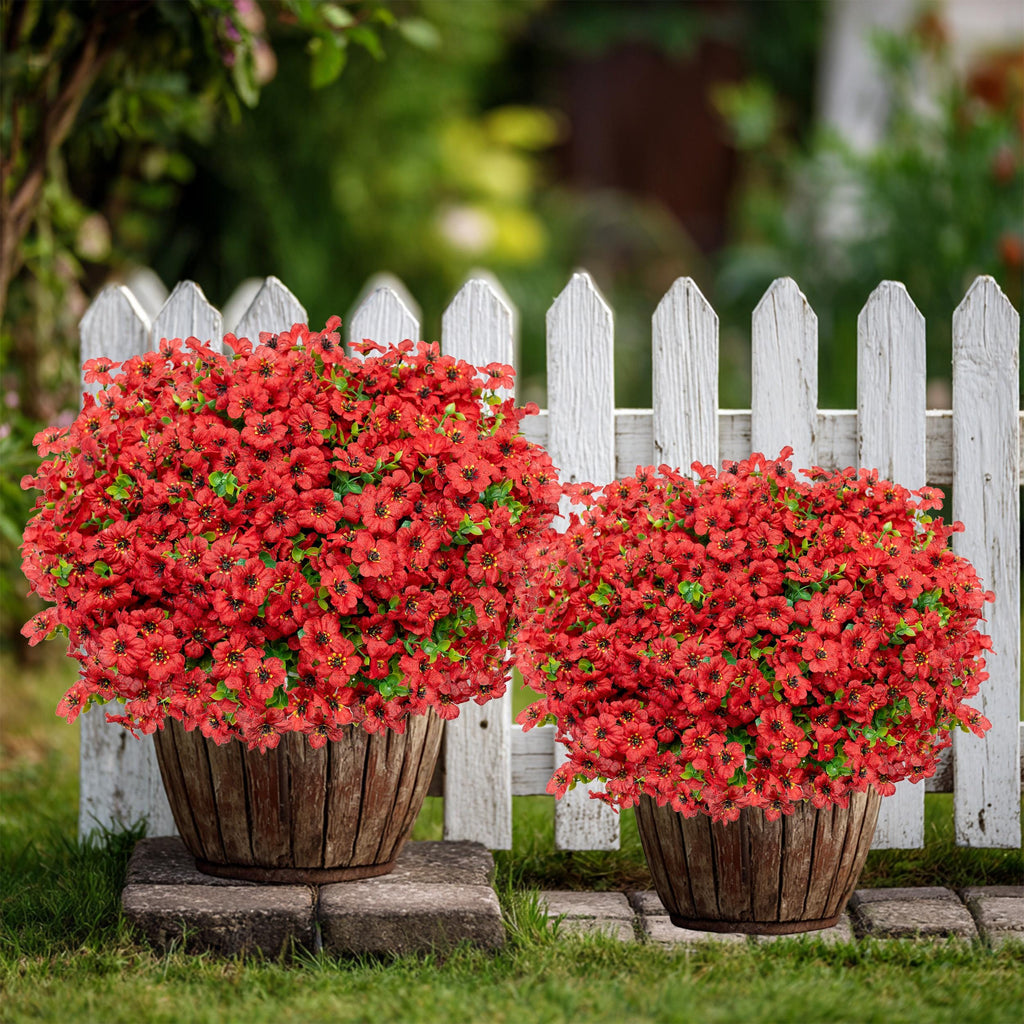 UV Resistant Red Artificial Flowers – Outdoor Home Decor