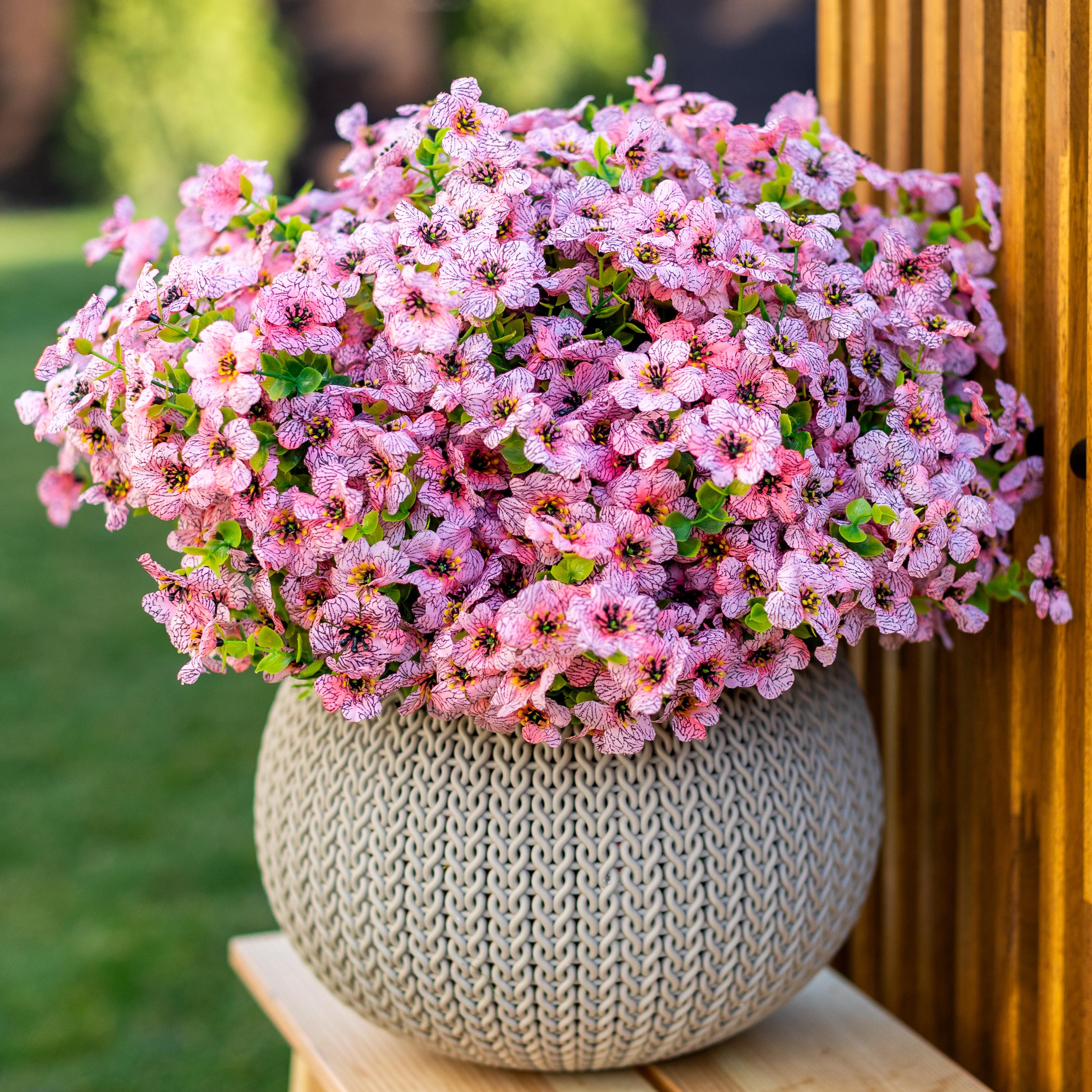 UV Resistant Pink Artificial Flowers: Outdoor Faux Shrubs