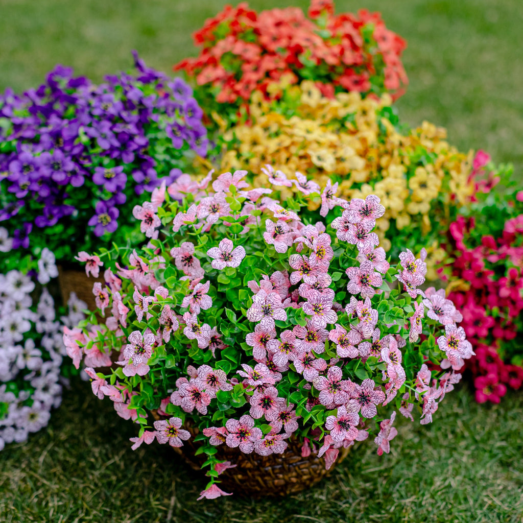 UV Resistant Pink Artificial Flowers: Outdoor Faux Shrubs