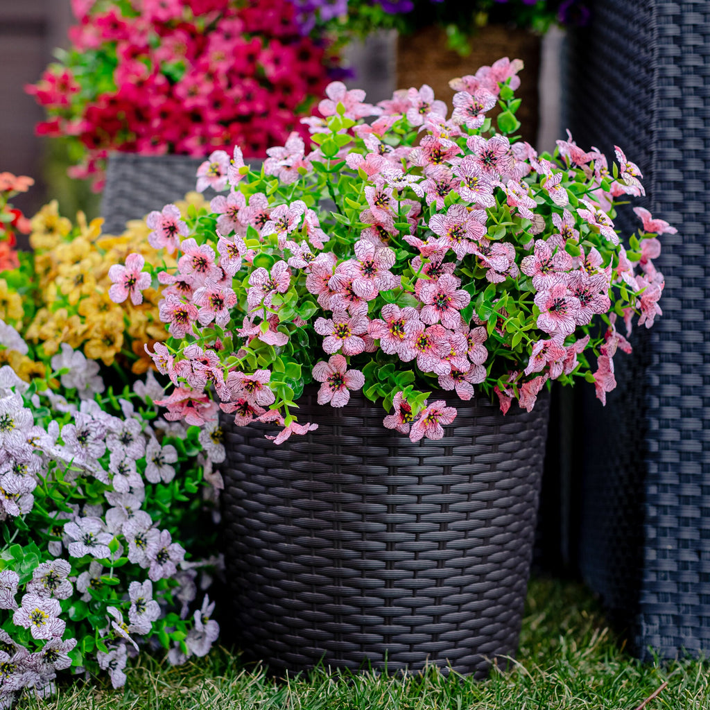 UV Resistant Pink Artificial Flowers: Outdoor Faux Shrubs