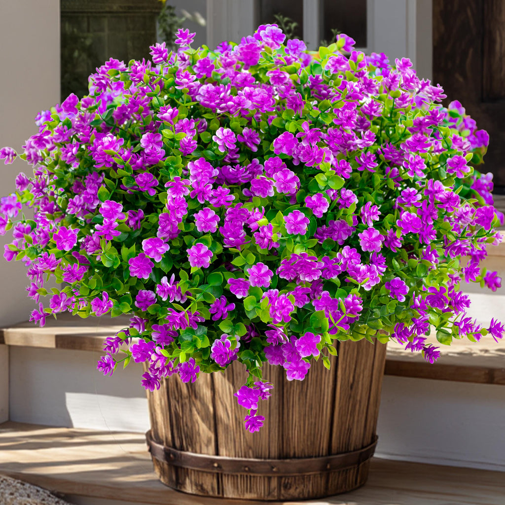 UV Resistant Magenta Artificial Flowers: Outdoor Greenery Shrubs