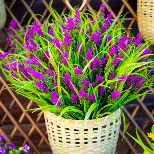 Artificial Lavender Flowers: UV Resistant Magenta Faux Shrubs - 20 Bundles