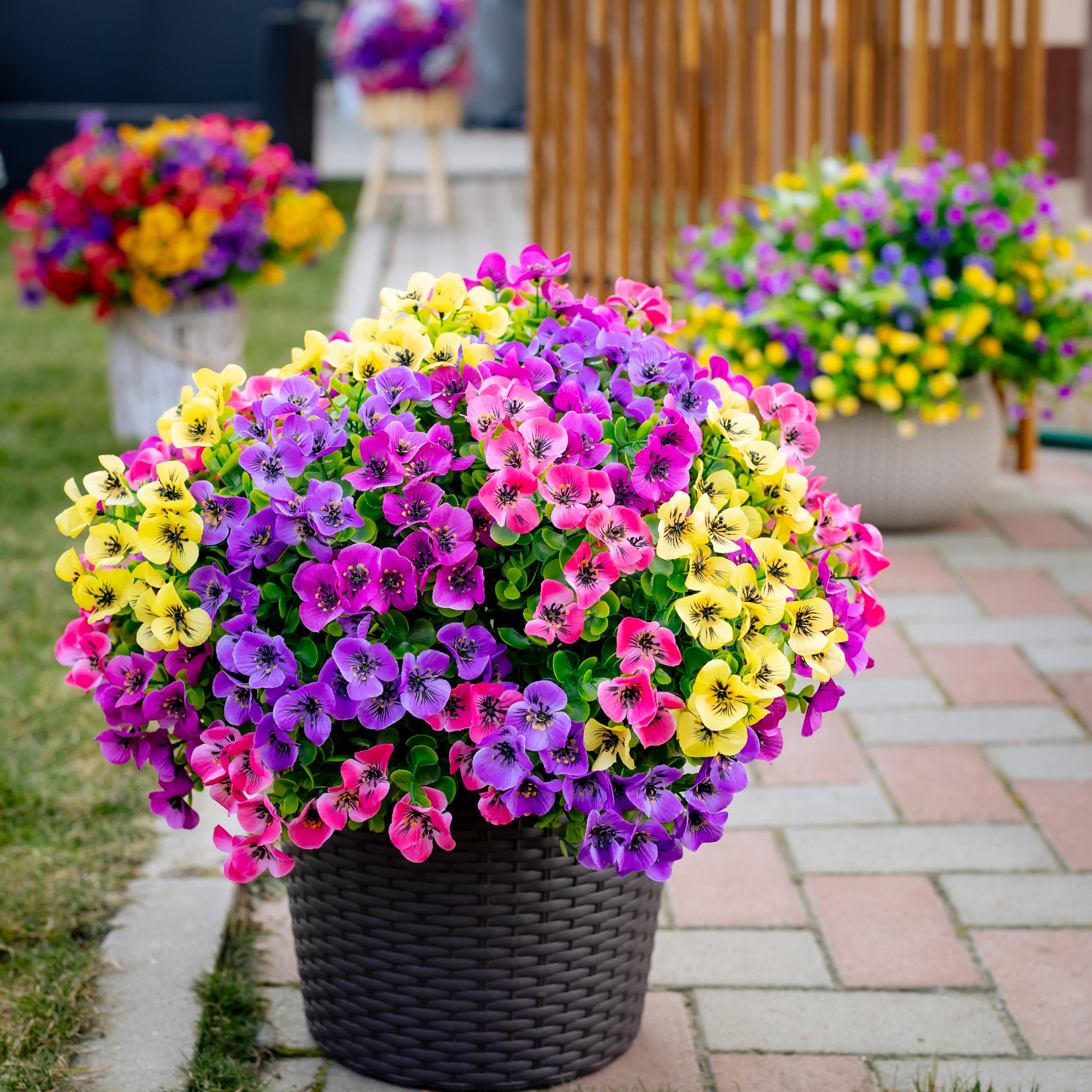Artificial Pansies Flowers: UV Resistant Outdoor Home Decor