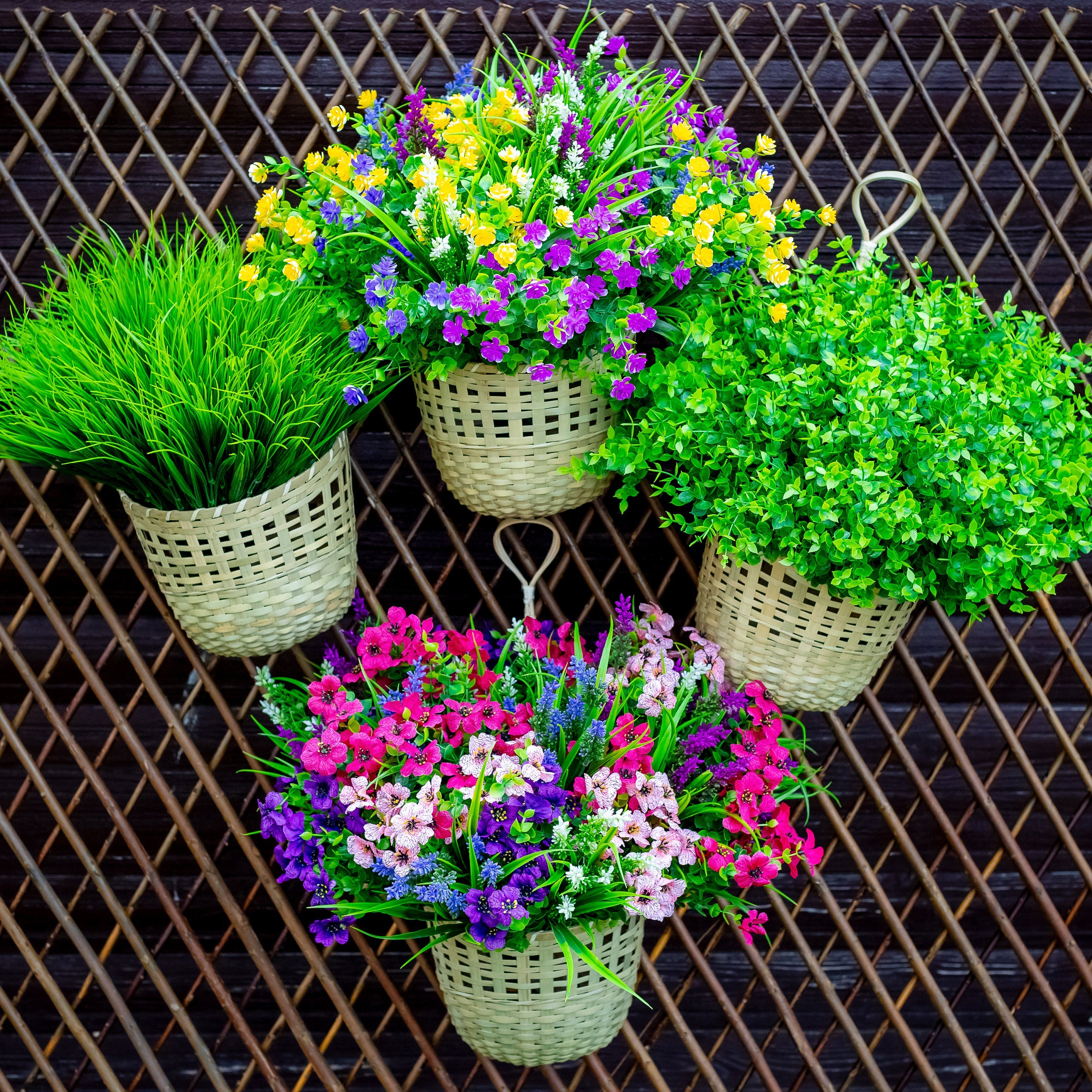 Artificial Wheat Grass: UV Resistant Outdoor Greenery Bundle