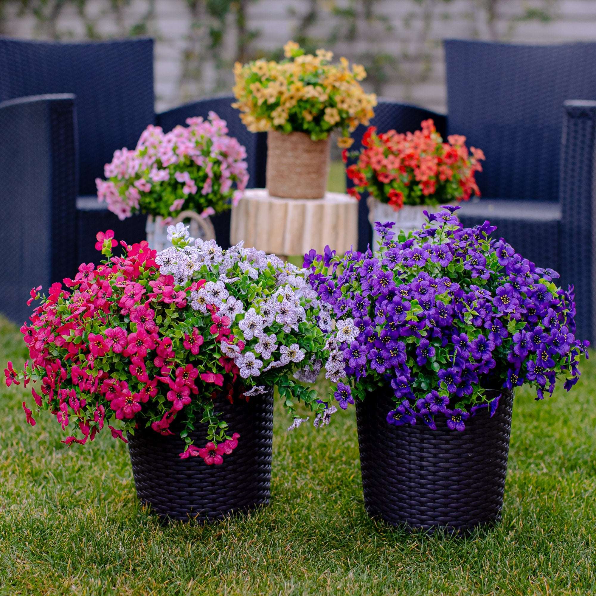 UV Resistant Purple Artificial Flowers: Outdoor Wedding Decor