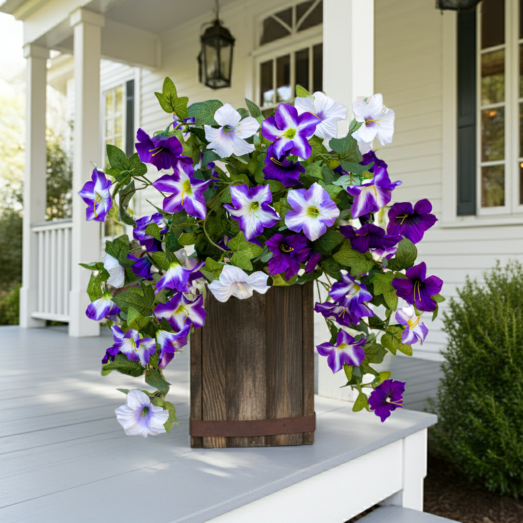 Artificial Petunias Fuchsia Lotus: UV Resistant Outdoor Silk Flowers