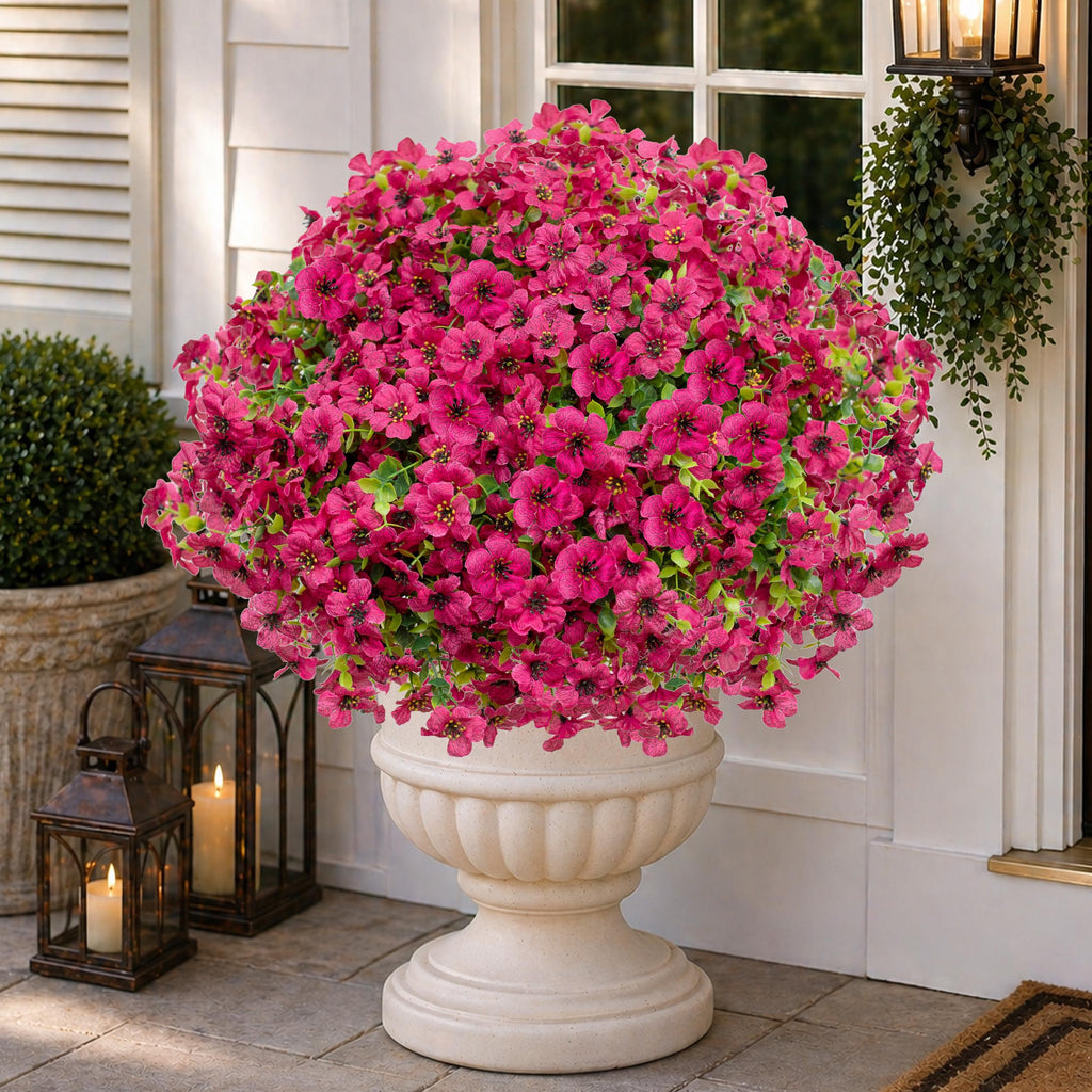 UV Resistant Red Pink Artificial Flowers: Outdoor Home Decor