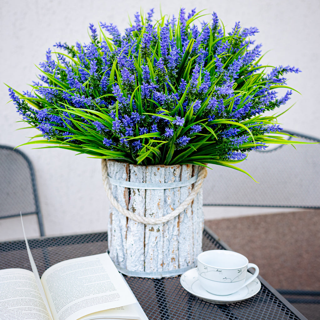 UV Resistant Artificial Lavender: Outdoor Purple Faux Shrubs