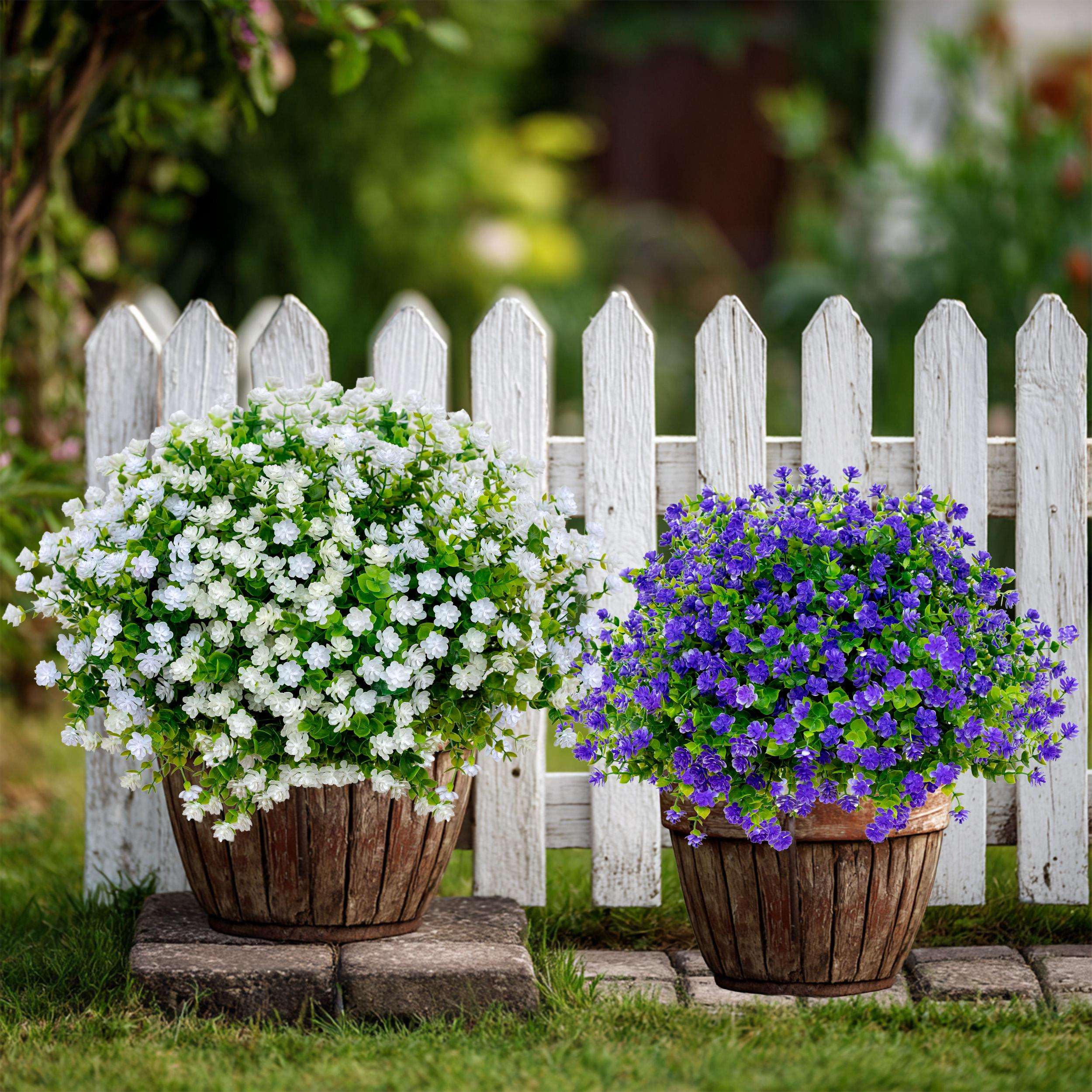 UV Resistant Artificial Flowers: 12 Bundles White Faux Outdoor Flowers