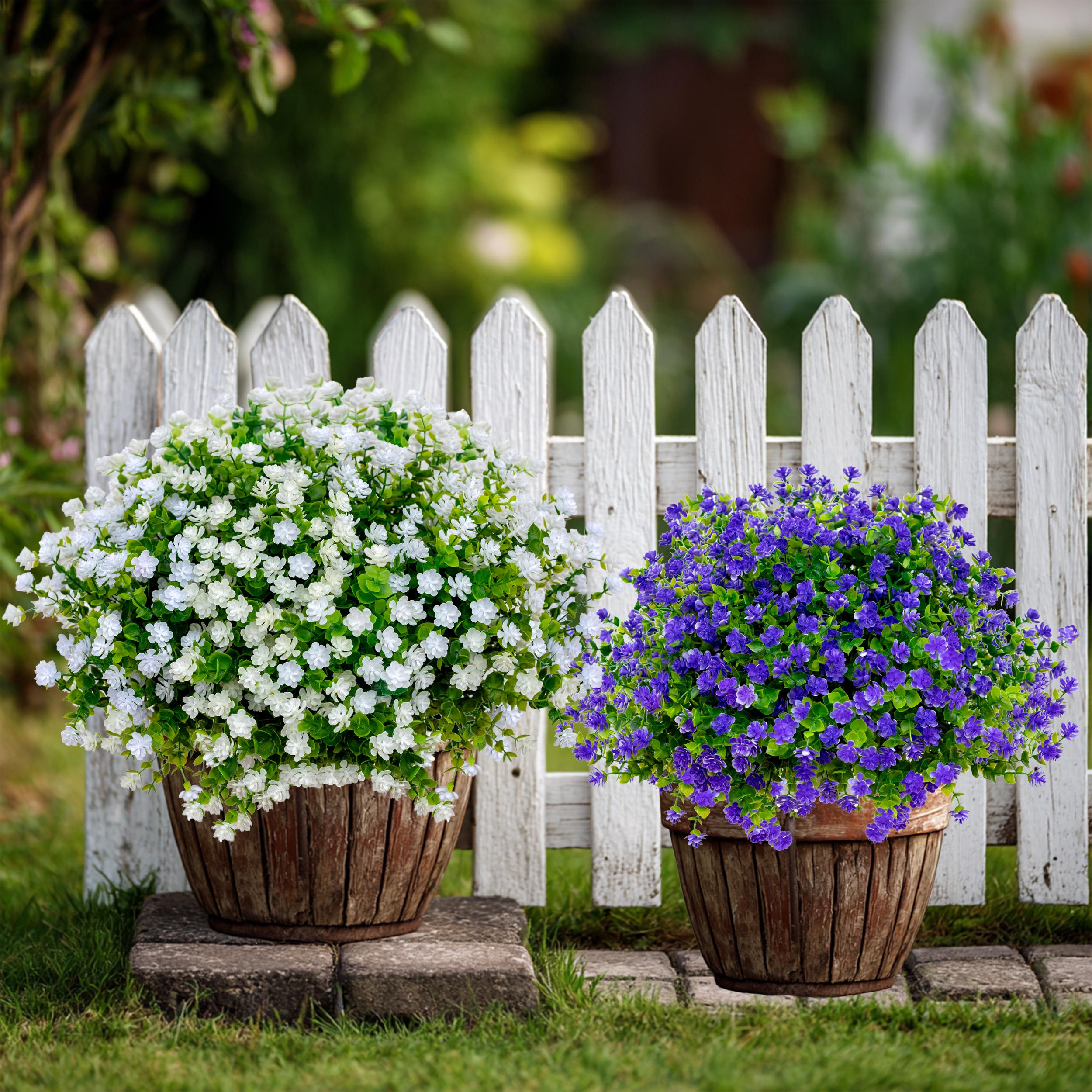 UV Resistant Artificial Flowers: 12 Bundles White Faux Outdoor Flowers