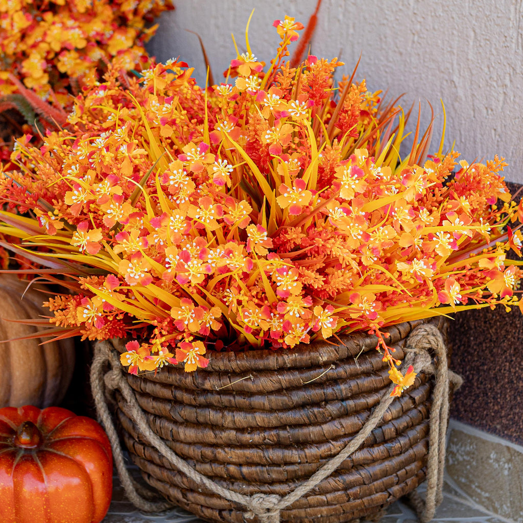 Artificial Mums Flowers: Orange & Yellow Fall Decor