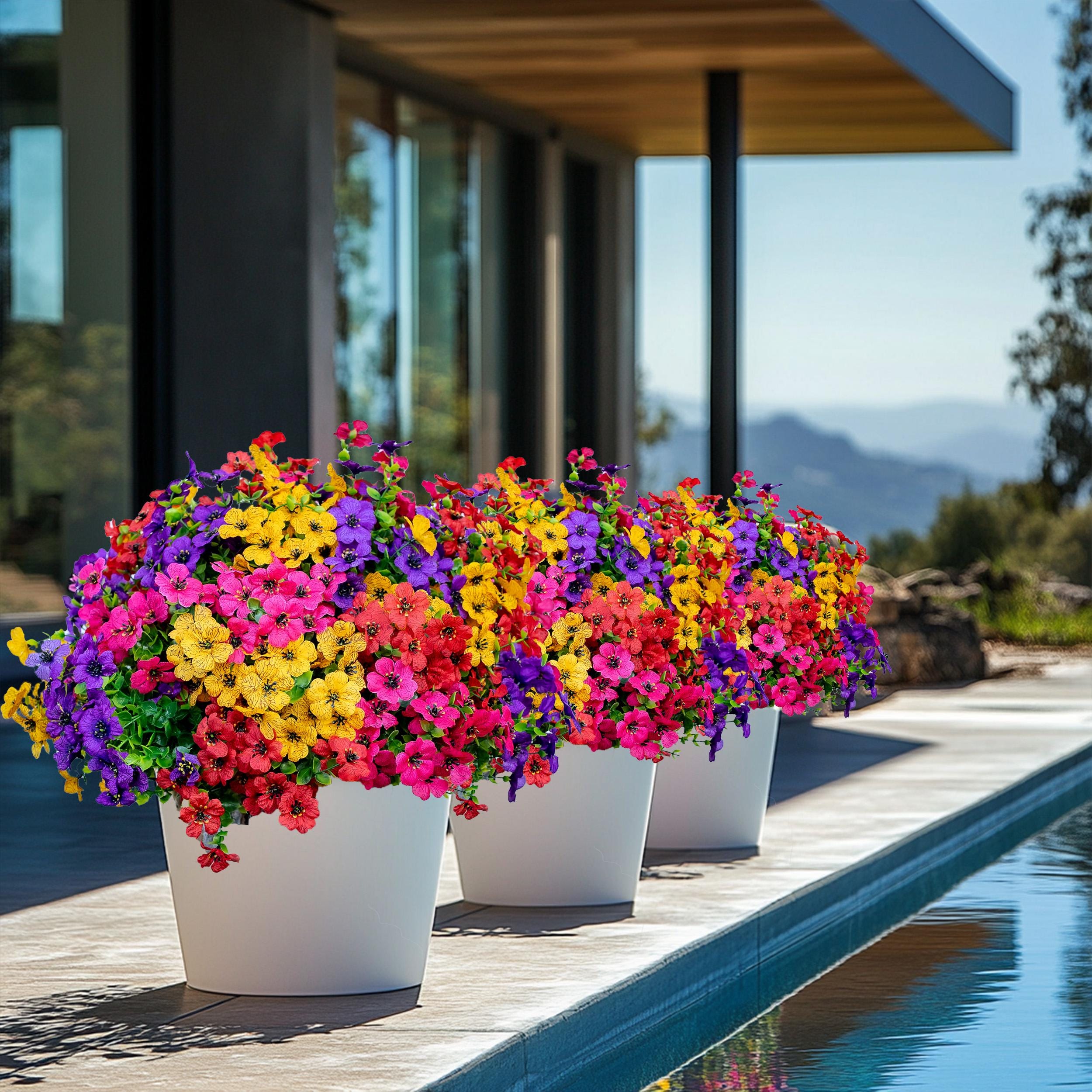 UV Resistant Artificial Flowers - Colorful Outdoor Faux Greenery