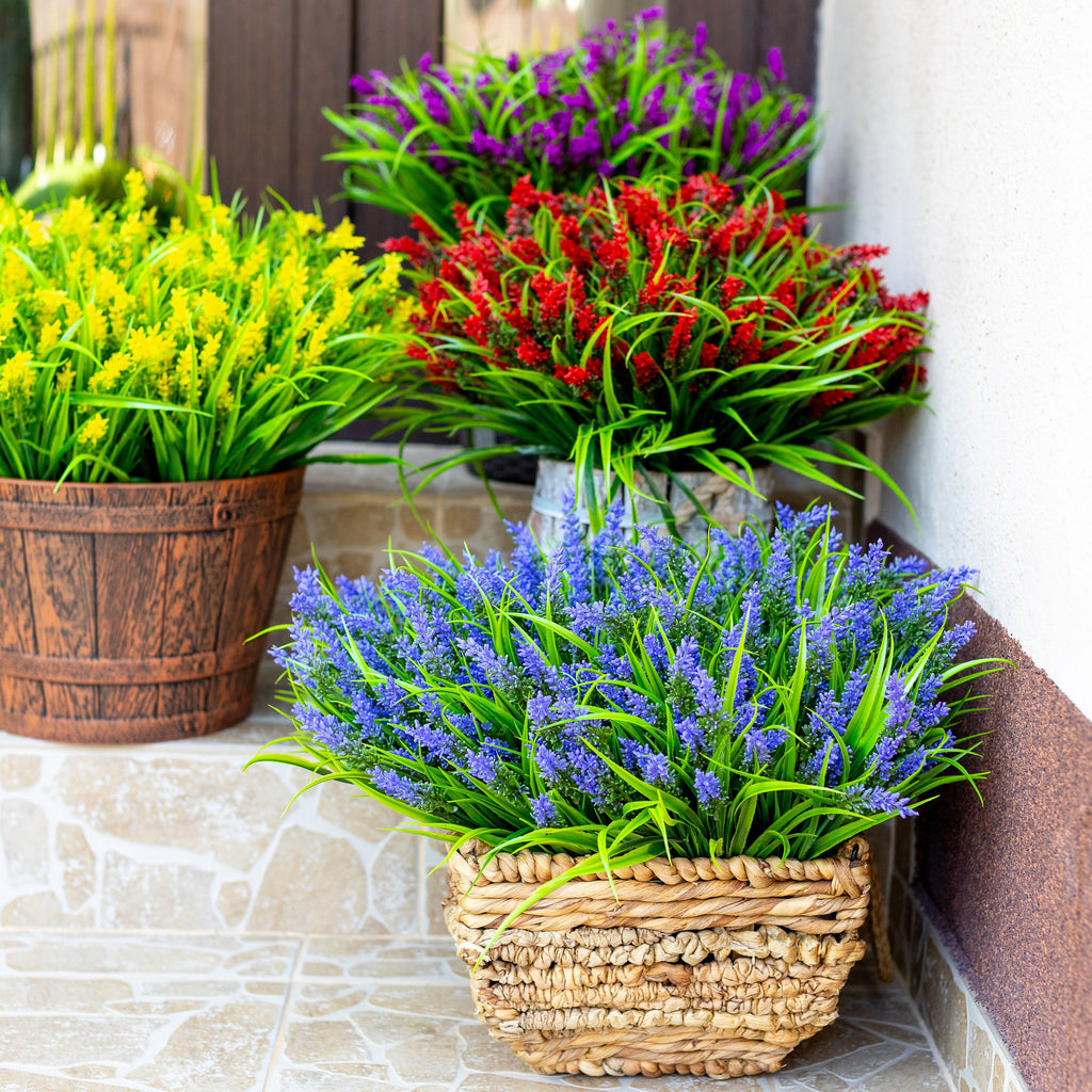 UV Resistant Artificial Lavender: Outdoor Purple Faux Shrubs