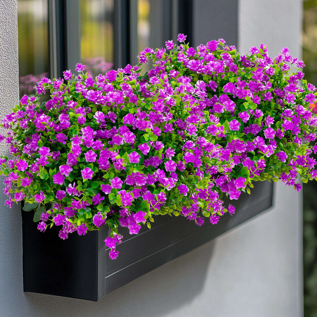 UV Resistant Magenta Artificial Flowers: Outdoor Greenery Shrubs