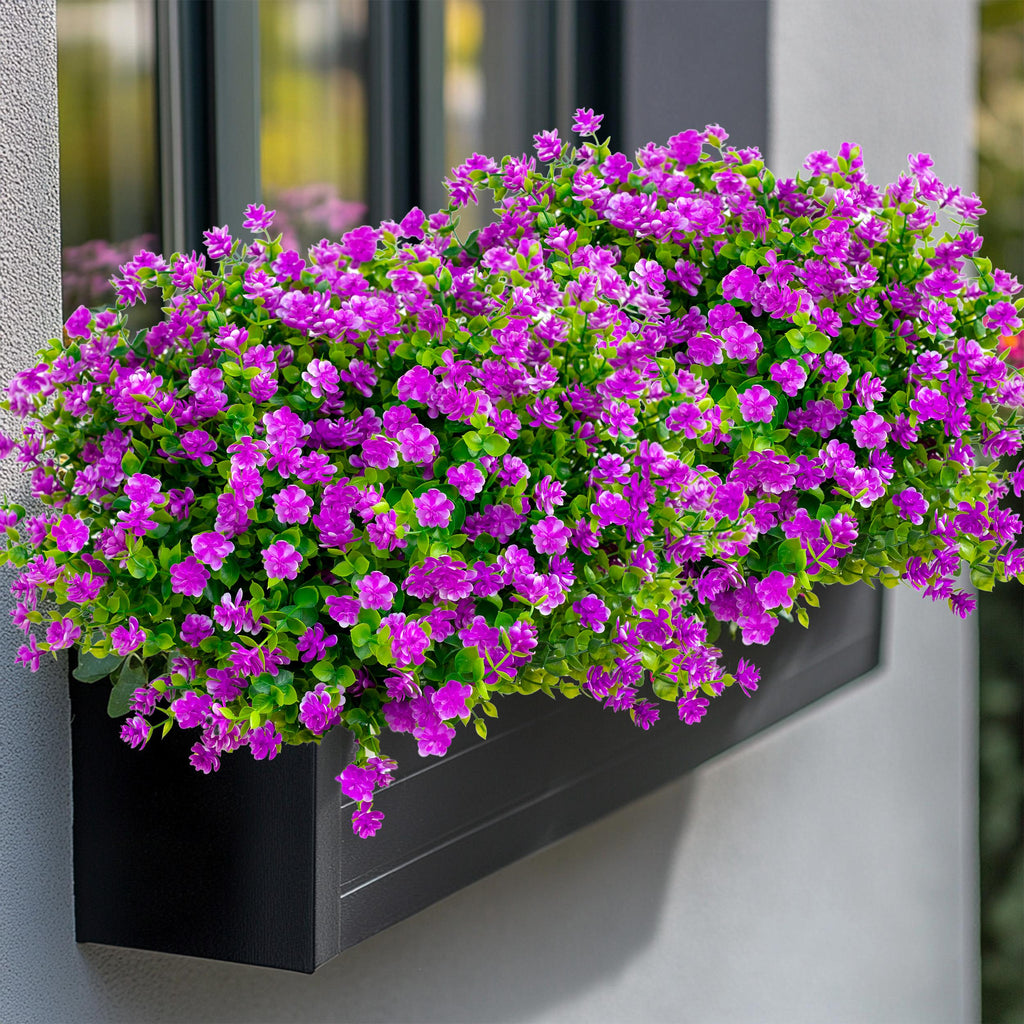 UV Resistant Magenta Artificial Flowers: Outdoor Greenery Shrubs