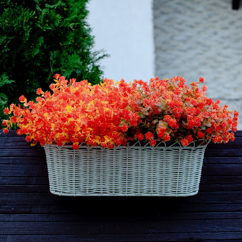 Artificial Mums Flowers: UV Resistant Orange & Yellow Outdoor Plants