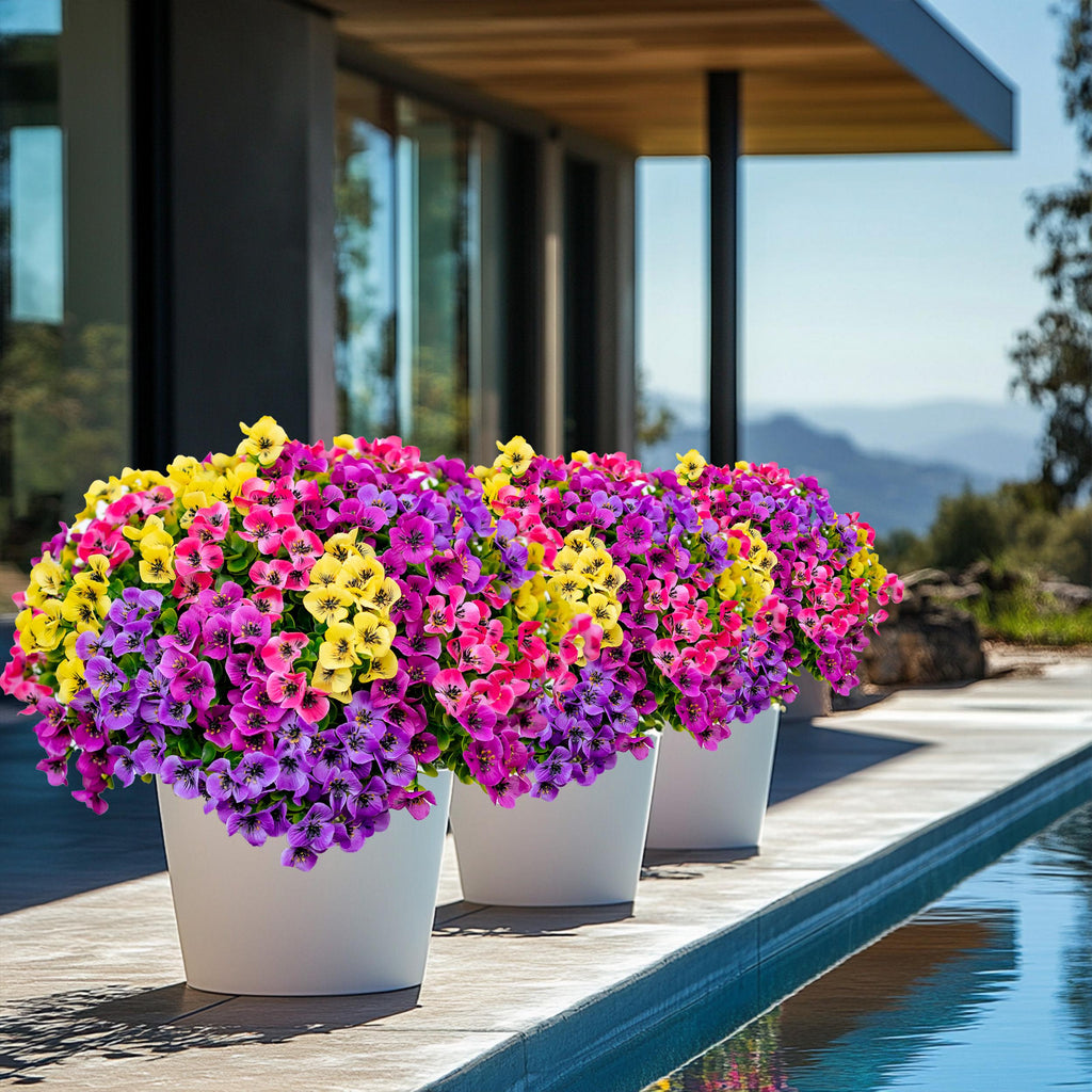 Artificial Pansies Flowers: UV Resistant Outdoor Home Decor