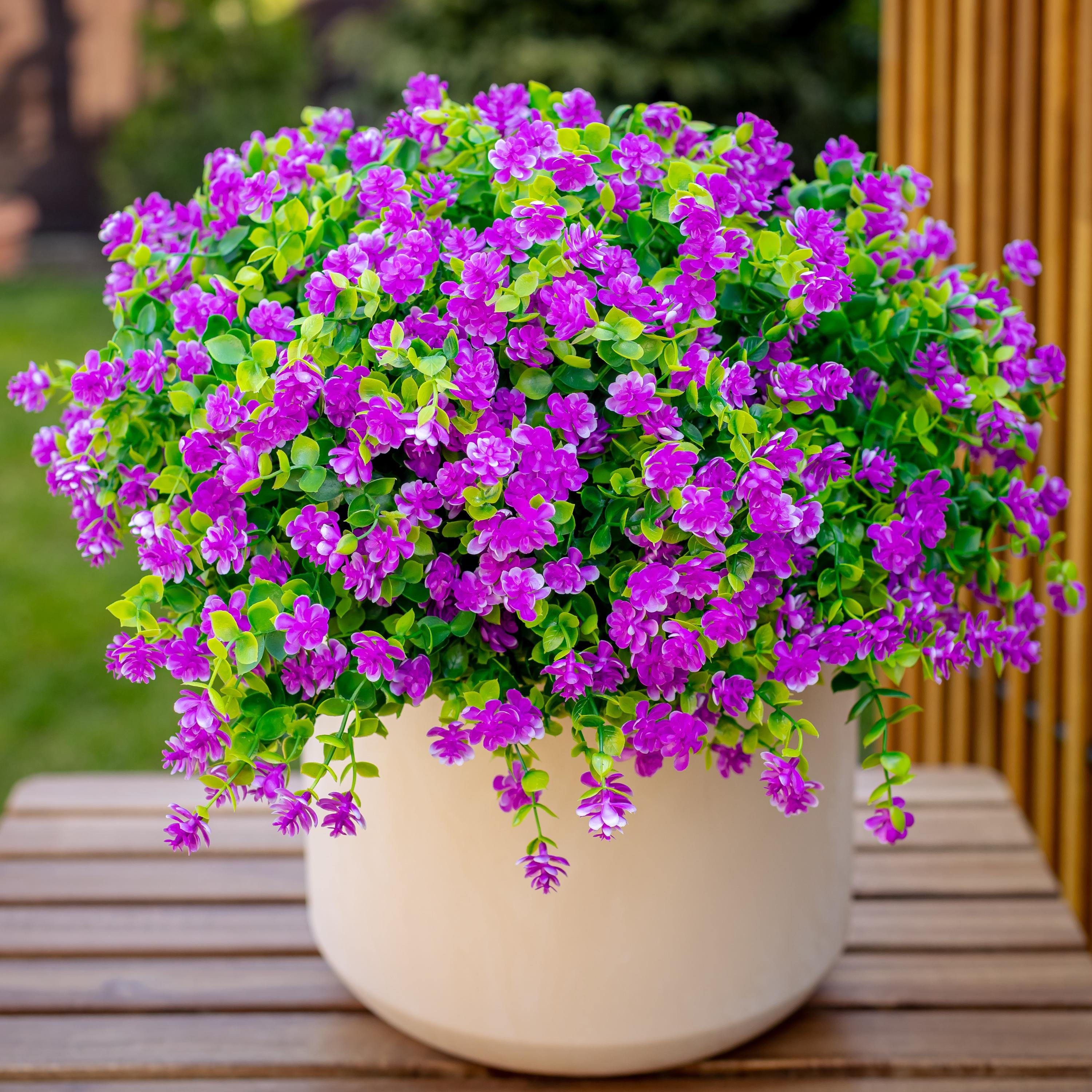 UV Resistant Magenta Artificial Flowers: Outdoor Greenery Shrubs