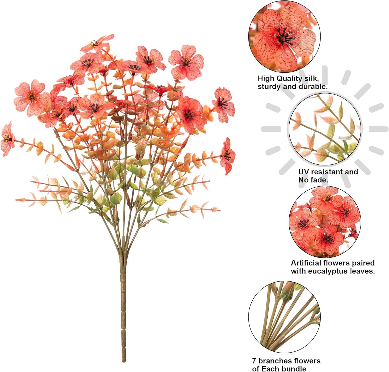 Artificial Mums Flowers: UV Resistant Outdoor Fall Decor - Green & Orange