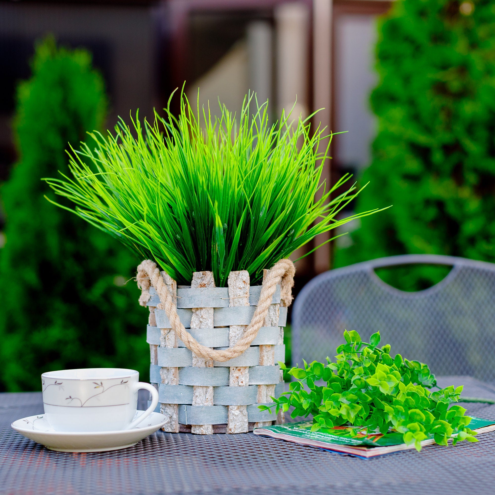 Artificial Wheat Grass: UV Resistant Outdoor Greenery Bundle