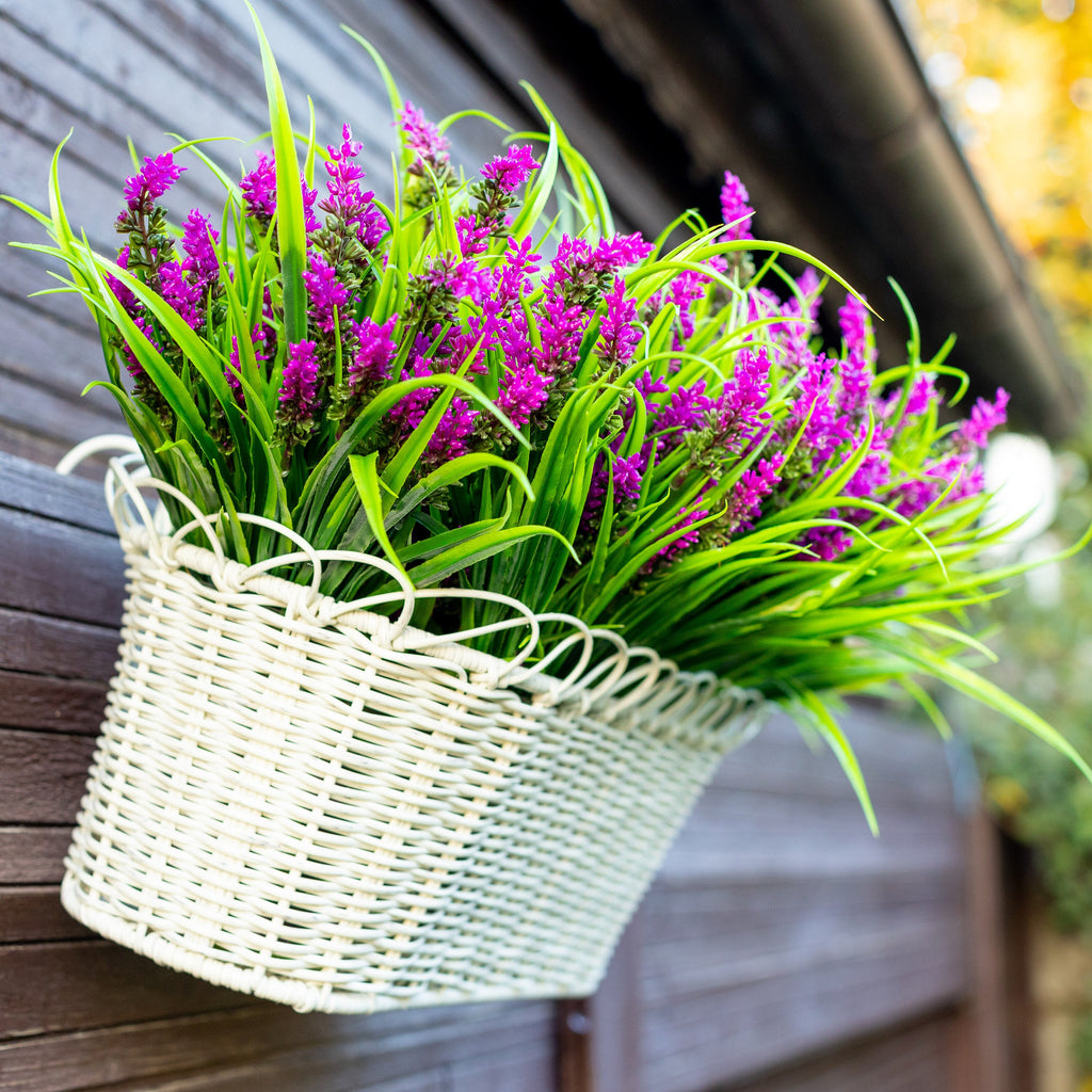 Artificial Lavender Flowers: UV Resistant Magenta Faux Shrubs - 20 Bundles