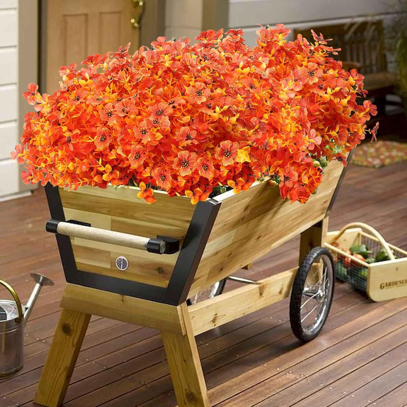 Artificial Mums Flowers: UV Resistant Orange & Yellow Fall Decor