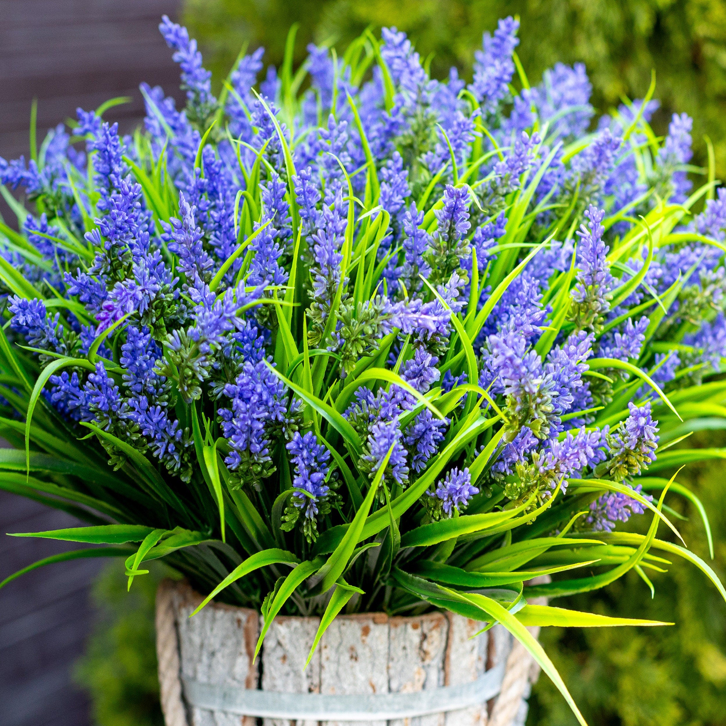 UV Resistant Artificial Lavender: Outdoor Purple Faux Shrubs